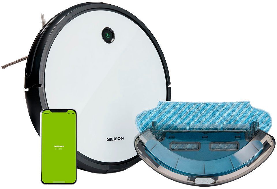 Medion® Nass-Trocken-Saugroboter S12 SW MD 20041, App + Alexa Steuerung, Betriebszeit bis zu 110 Min.