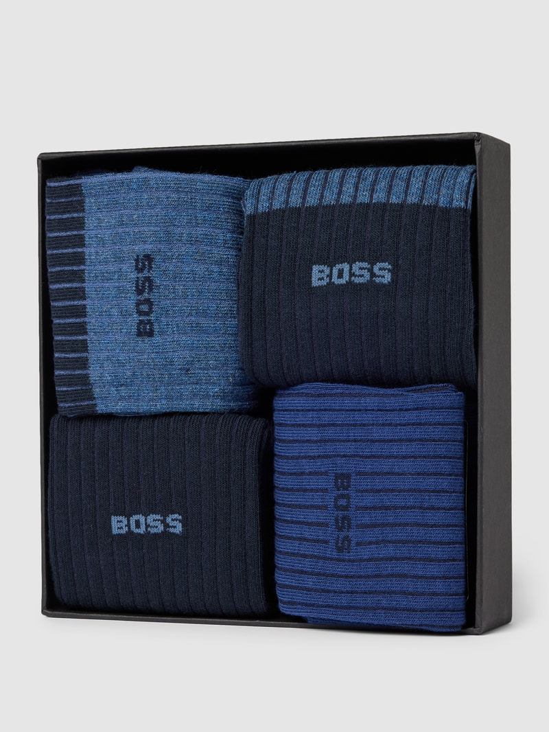 Socken mit Label-Details im 4er-Pack in dunkelblau