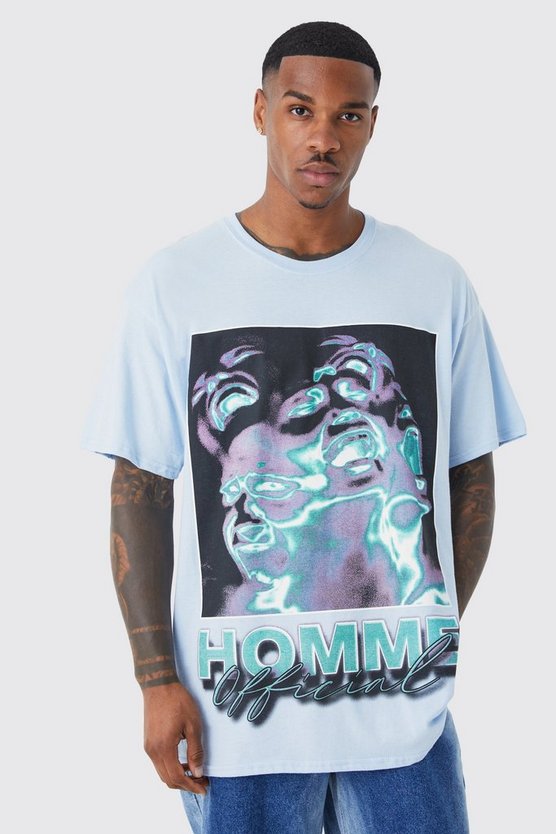 Oversize T-Shirt mit Homme Print