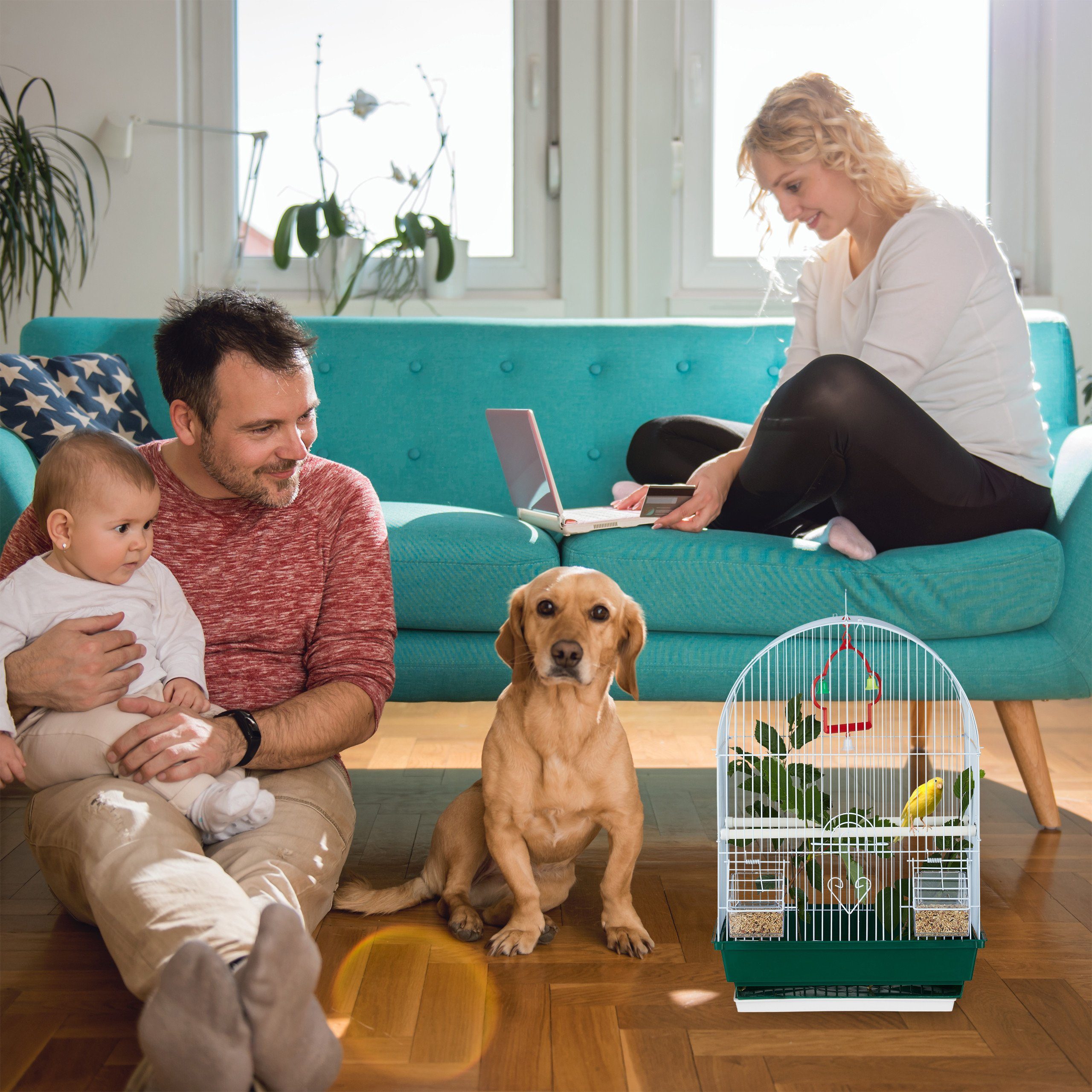 relaxdays Vogelkäfig Kleiner Vogelkäfig mit Zubehör