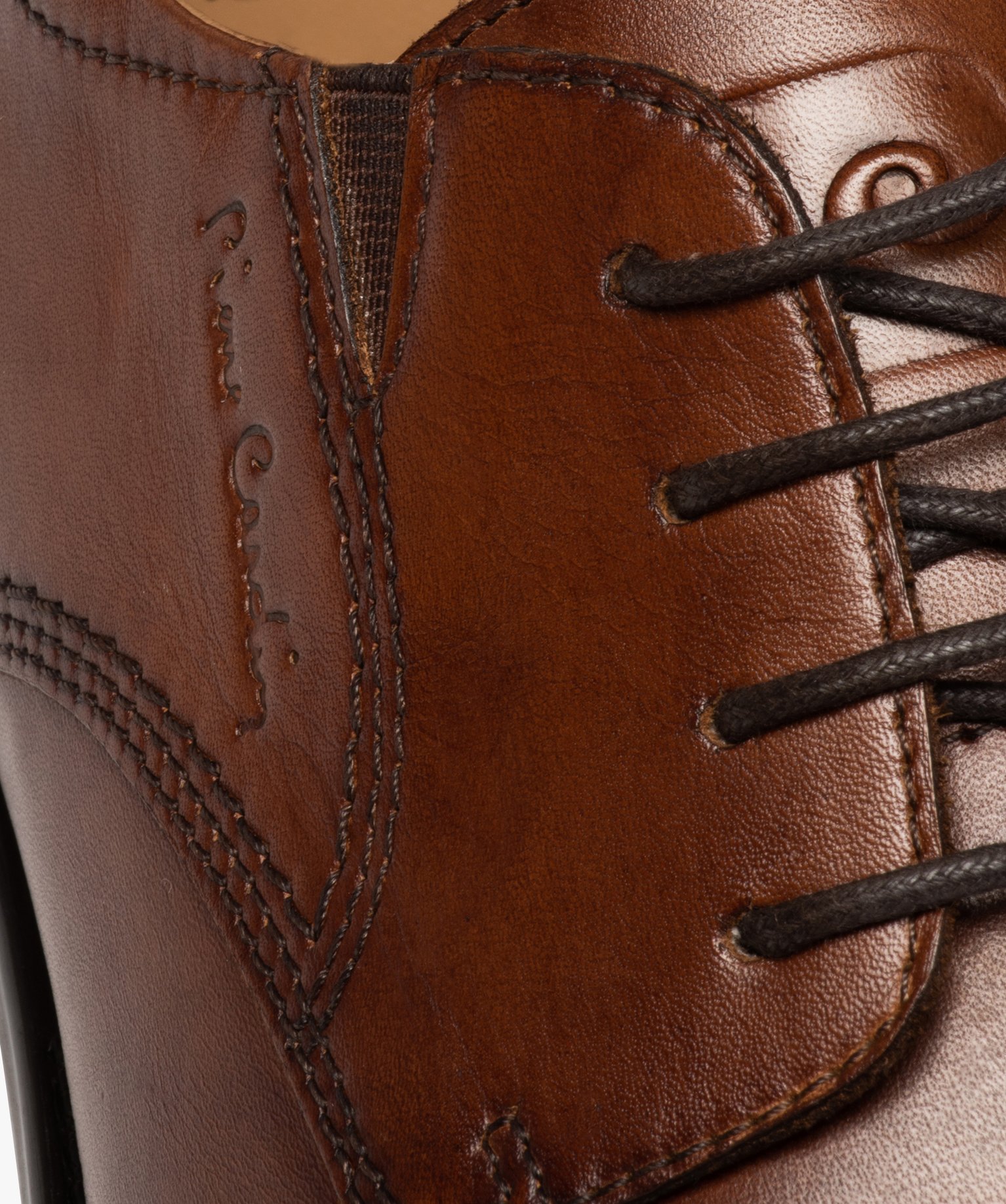 Derbies homme unis en cuir avec élastique d'aisance et à l... marron | GEMO