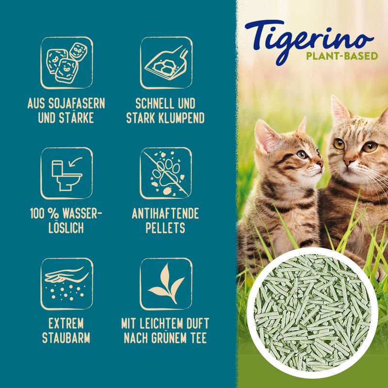 Tigerino Plant-Based Tofu Katzenstreu – Duft nach grünem Tee