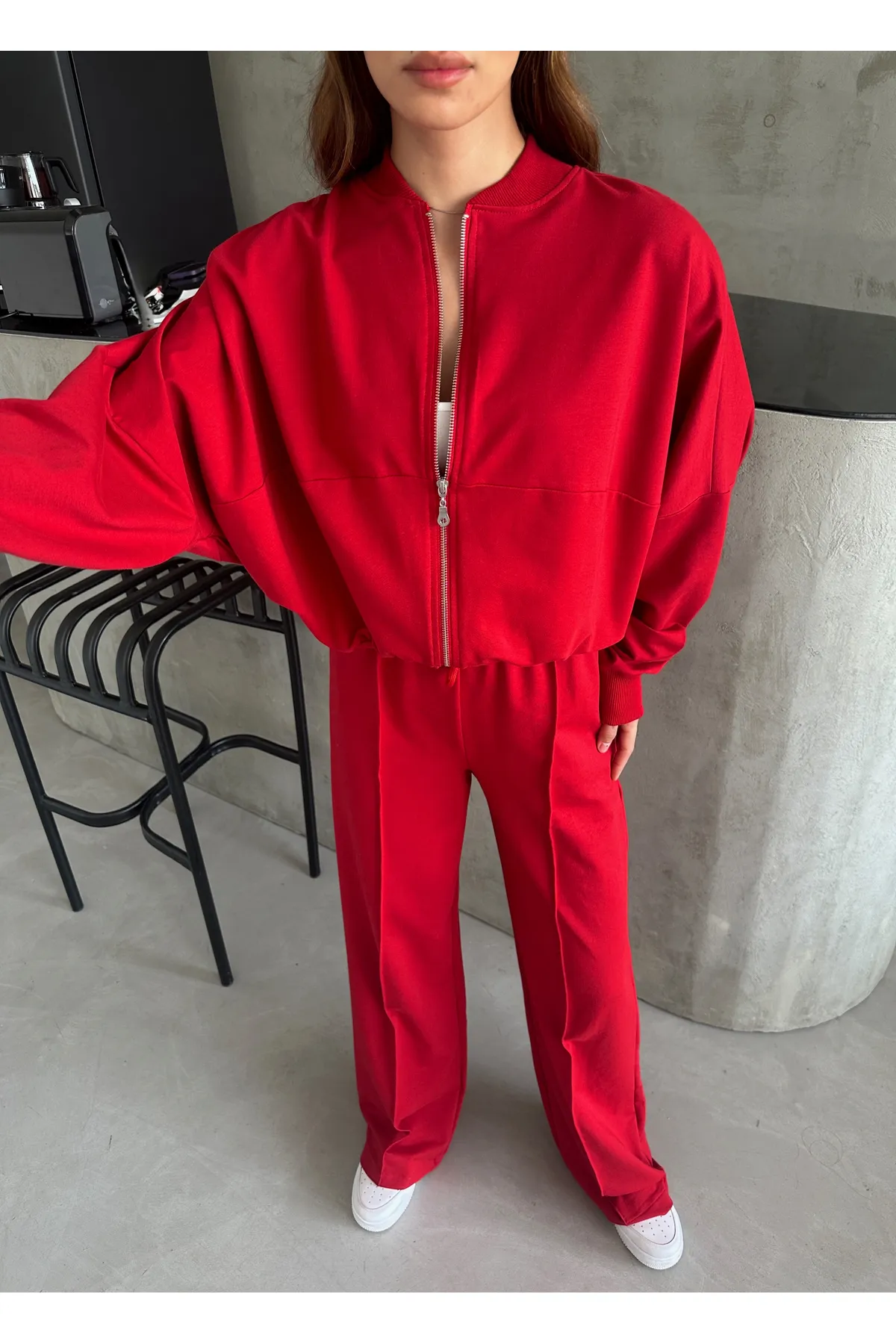 Laluvia  Rotes Charlie-Trainingsanzug-Set