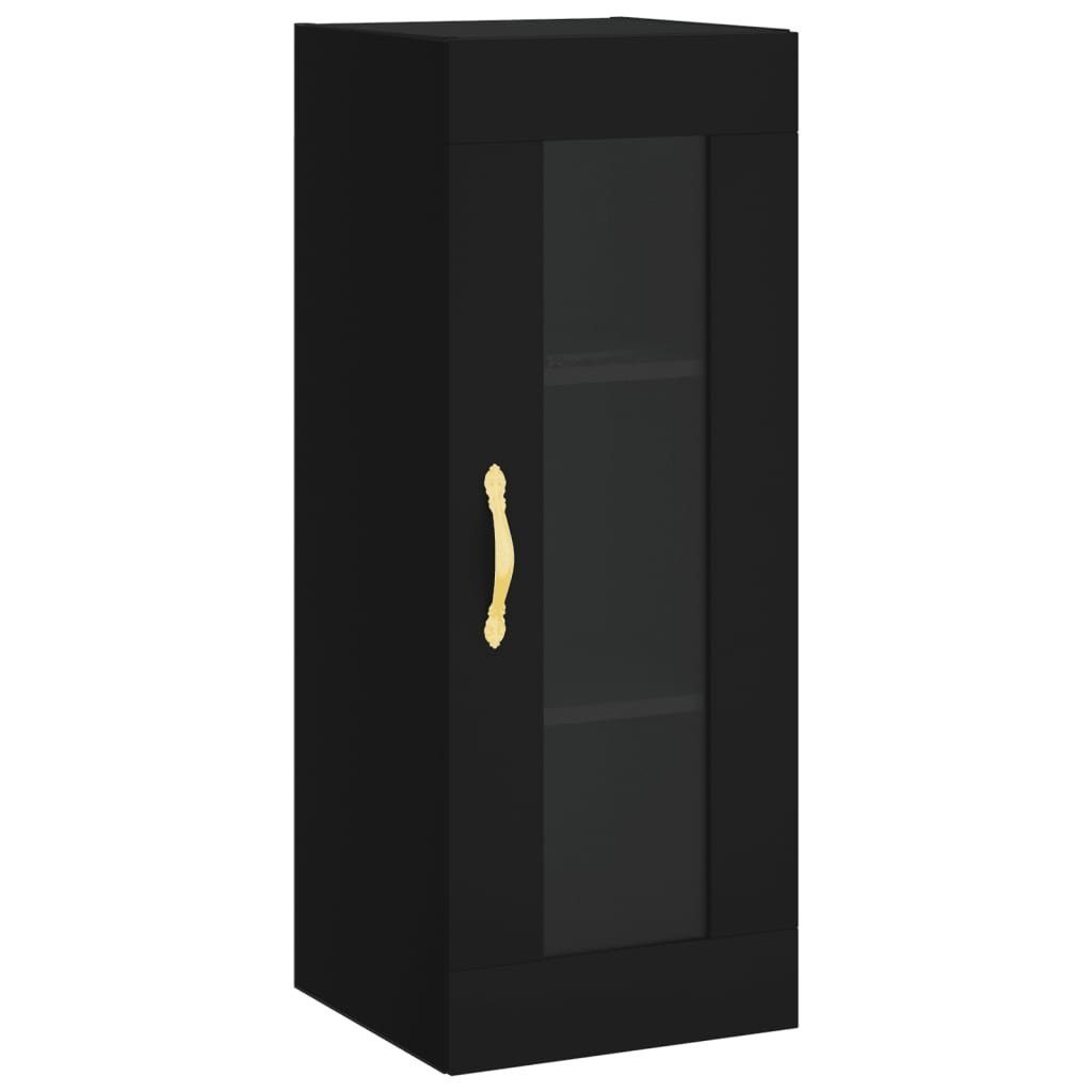 vidaXL Anrichte Highboard Schwarz 34,5x34x180 cm Holzwerkstoff Glas Vitrine