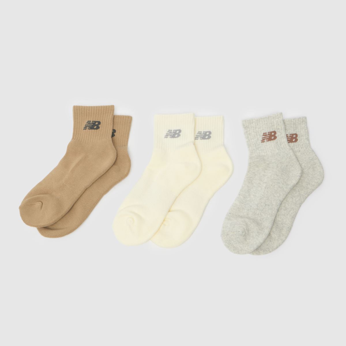 New Balance – Beige multifunktionella ankelstrumpor i 3-pack