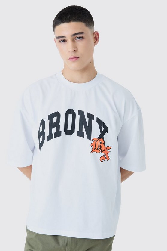 Kastiges Oversize T-Shirt mit Bronx-Print