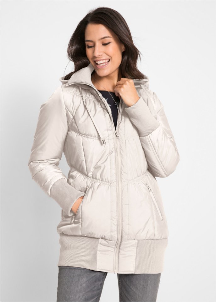 Steppjacke mit breitem Komfortbund und Kapuze