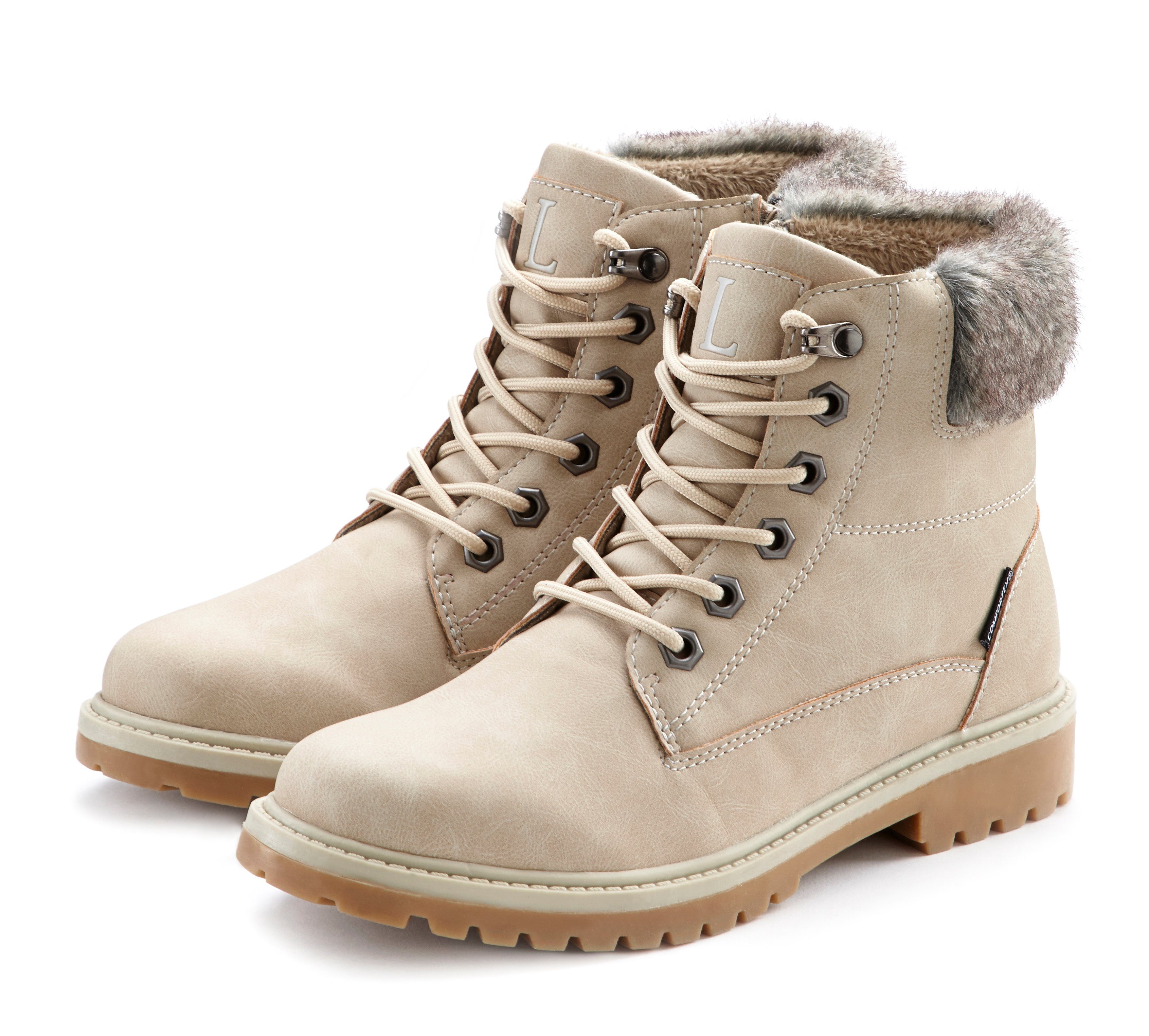 LASCANA Stiefelette, Winterboots zum Schnüren, Outdoor, wind- & wasserabweisend