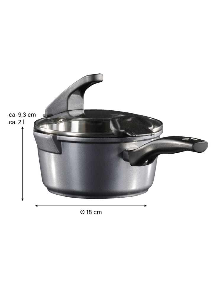 Stoneline Stielkasserolle 18 cm | mit Deckel in Grau günstig kaufen onesize
