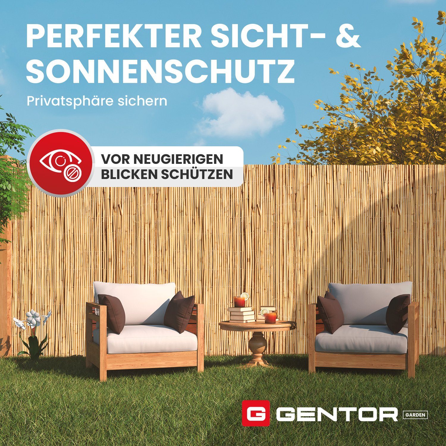 GENTOR Sichtschutzzaunmatten Schilfmatte Schilfrohrmatte Sichtschutzmatte Windschutz Sichtschutz, (Packung), Langlebig