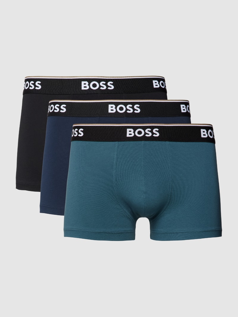 Trunks mit elastischem Label-Bund im 3er-Pack in blau
