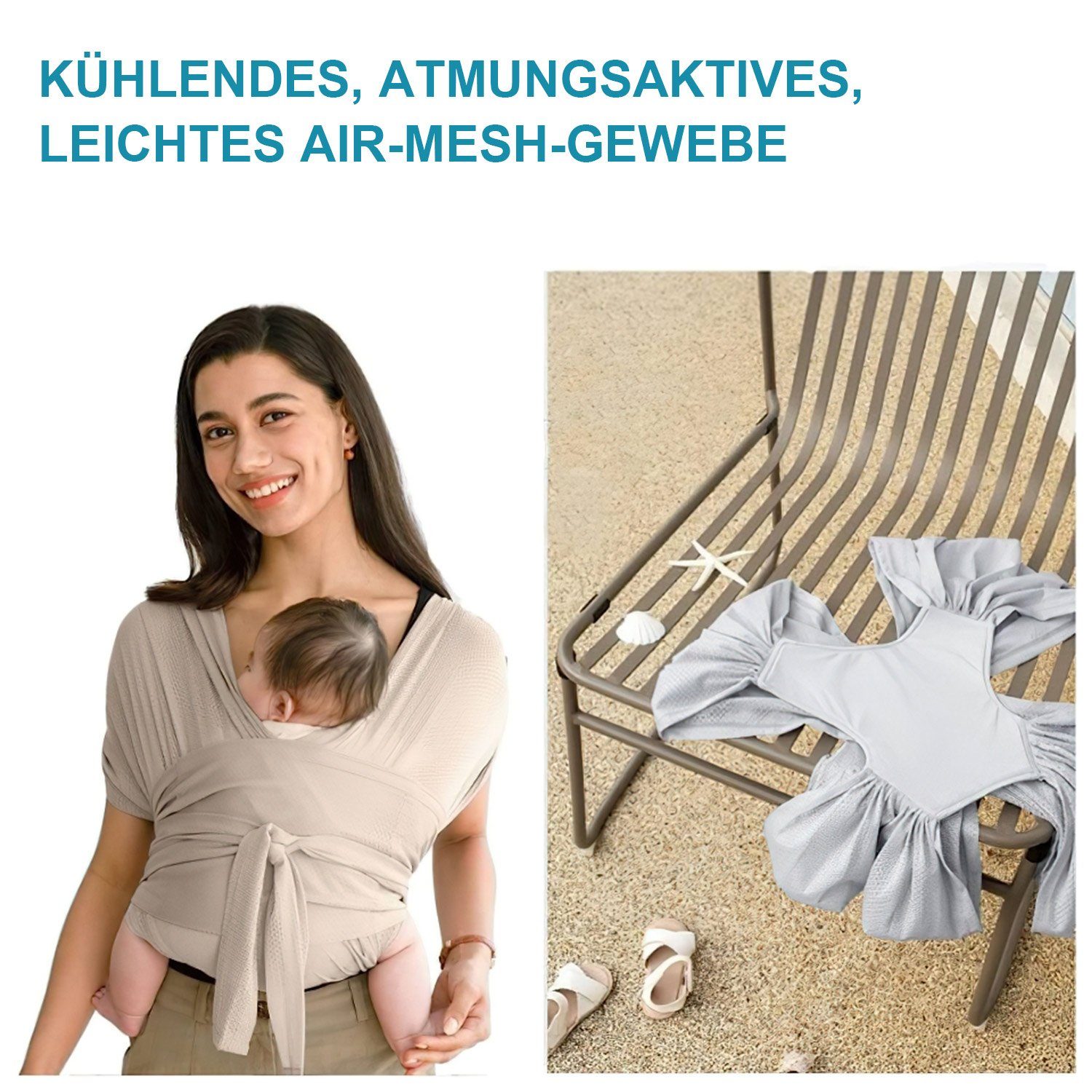 TOPMELON Tragetuch Babytrage Babytragetuch für Neugeborene ab Geburt bis 20kg