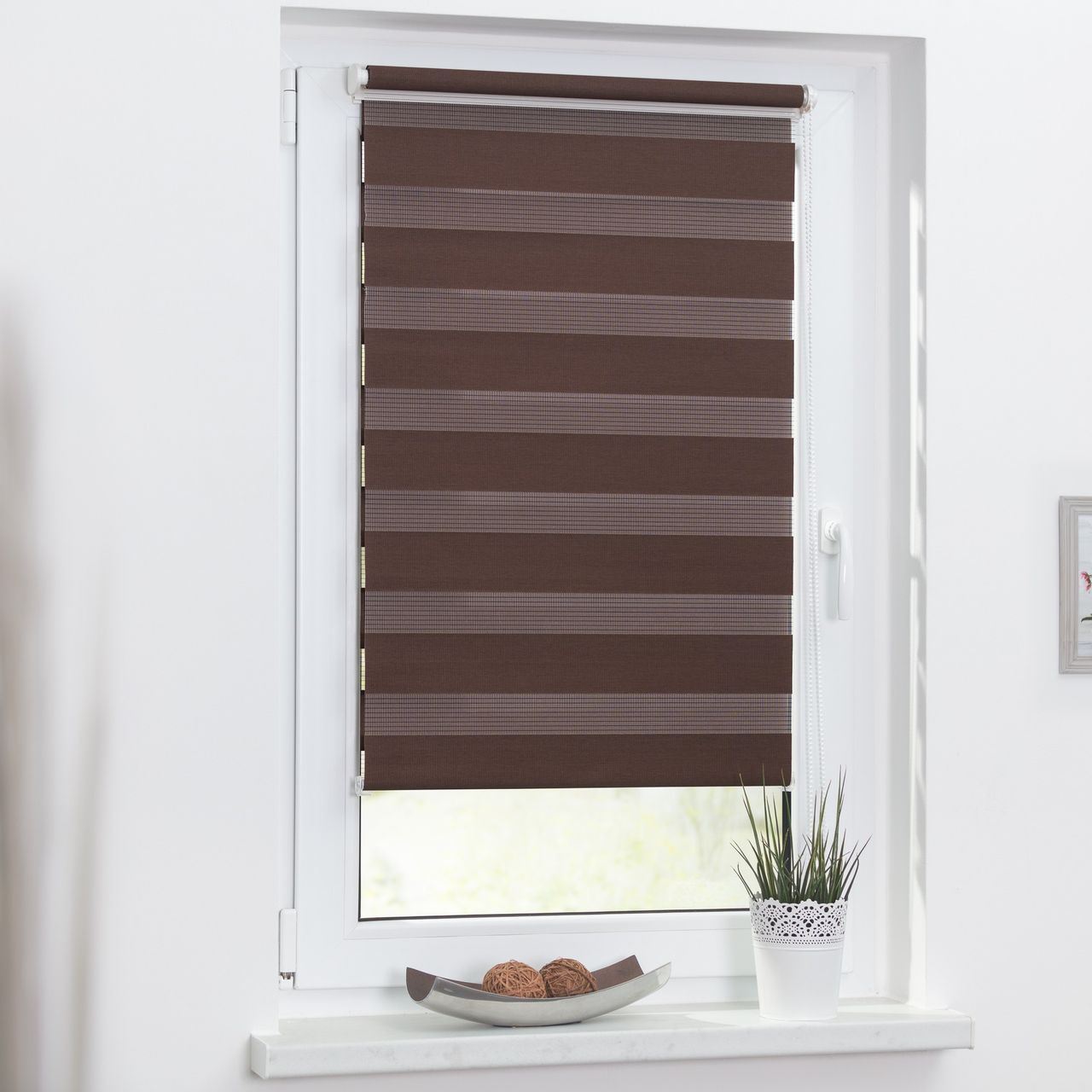 Lichtblick Duo-Rollo Klemmfix, ohne Bohren - Dunkelbraun, 120 cm x 150 cm (B x L)