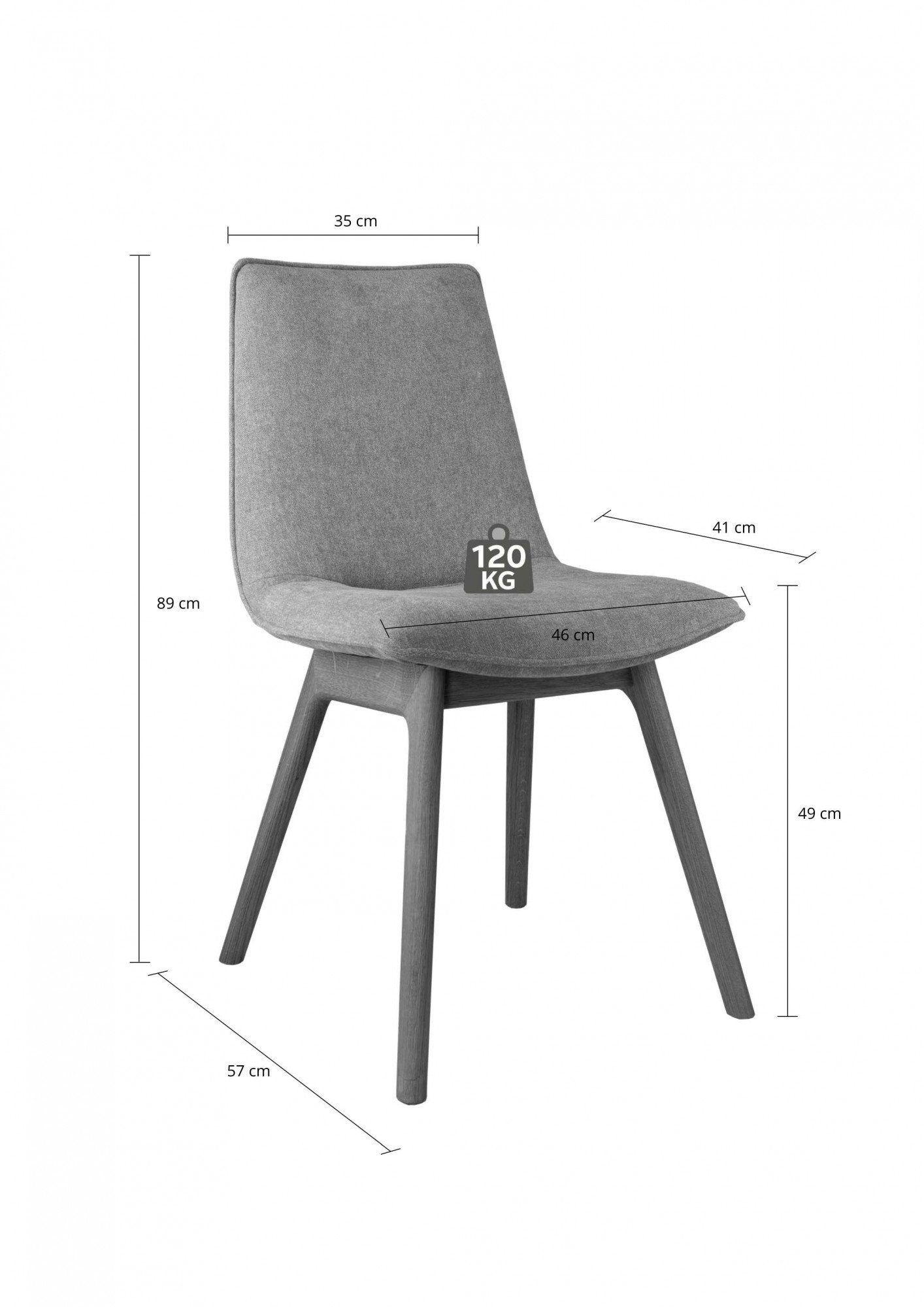 andas 4-Fußstuhl Ramon (Set, 2 St), mit Massivholzbeinen