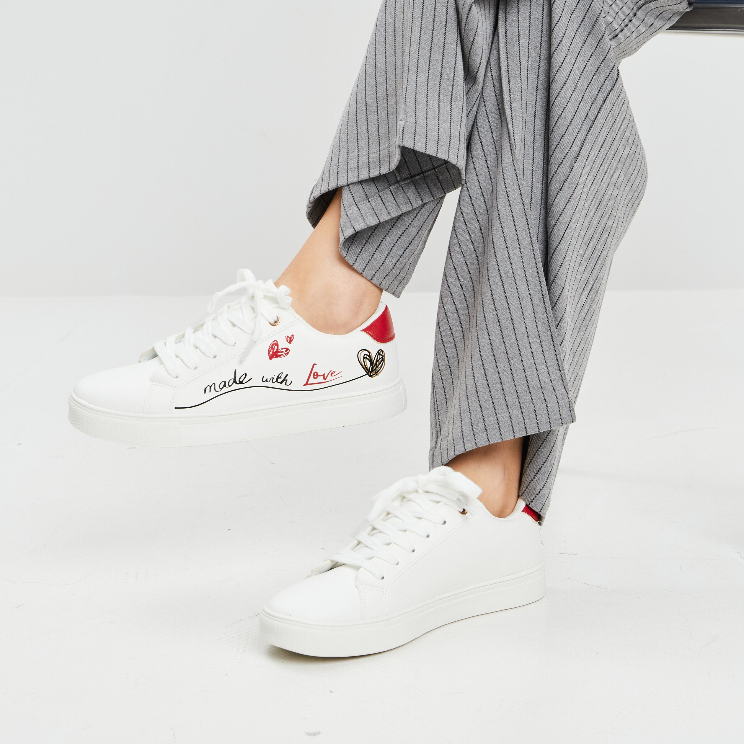 Tennis à lacets blanc femme | La Halle