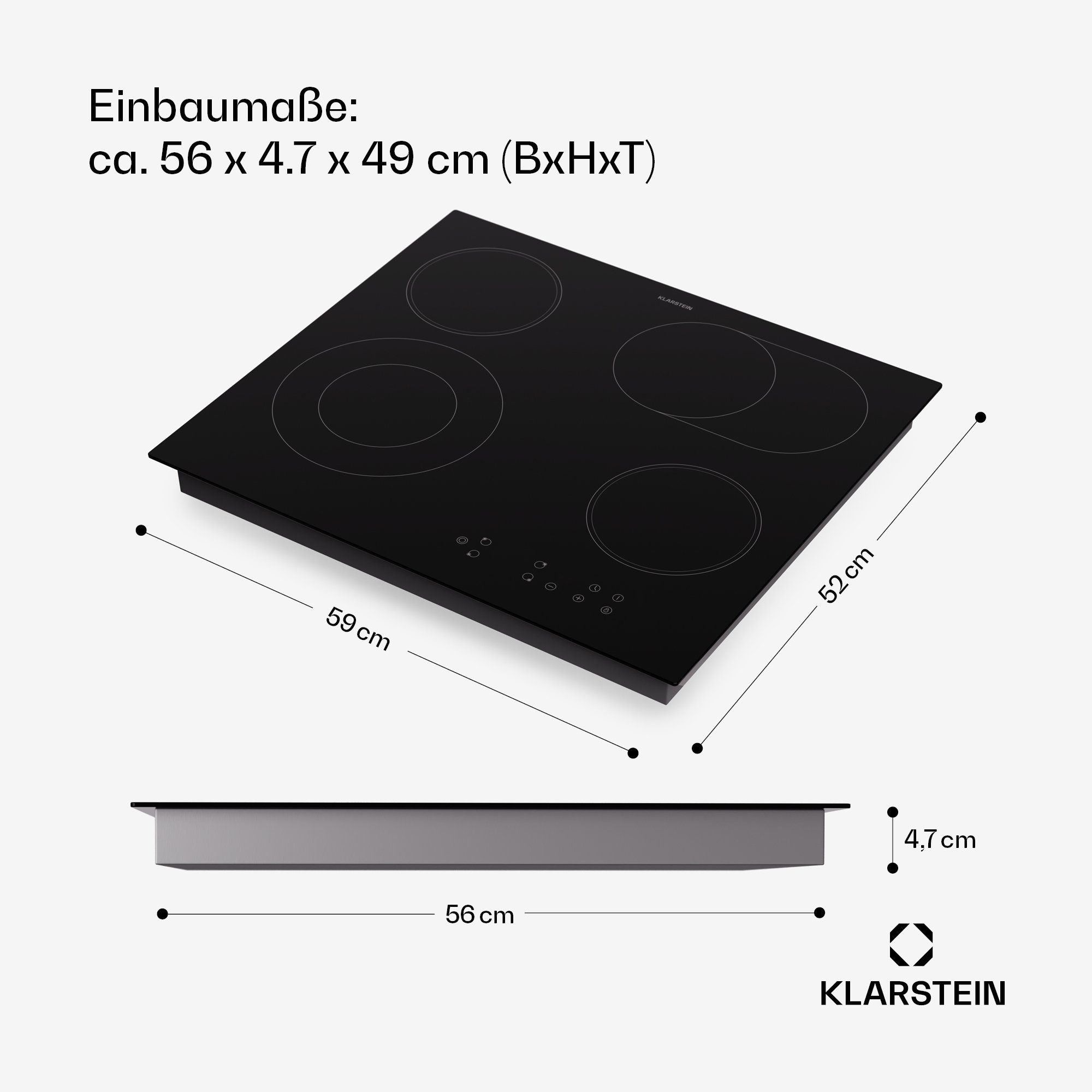 Klarstein Induktions-Kochfeld CP4-Virtuosa4-Plus.B CP4-Virtuosa4-Plus.B, Kochfelder Induktion Hob 4 Zonen 6500 W