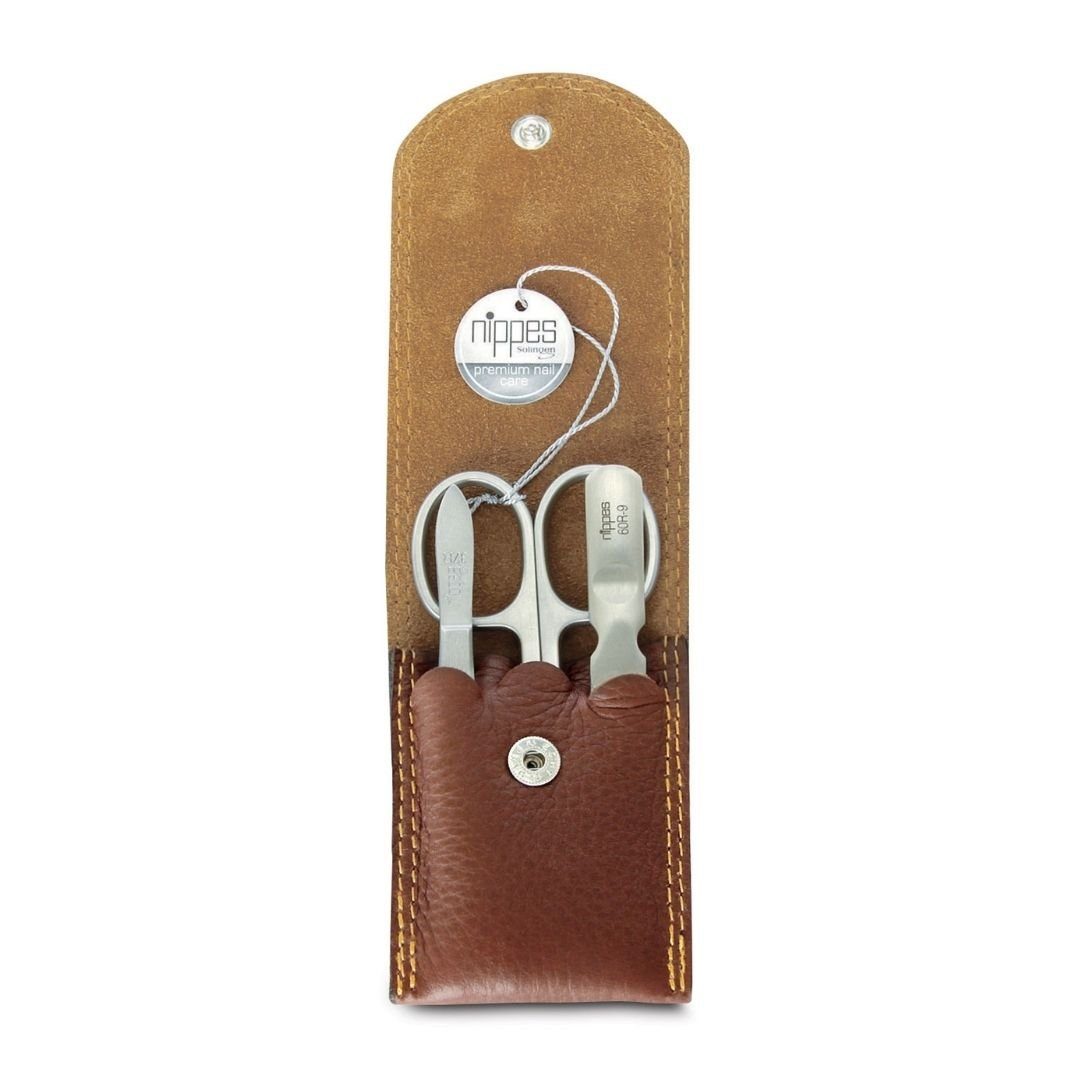 nippes Solingen Maniküre-Etui Nippes Maniküre Set CLASSIC, rostfreie Instrumente, braunes Rindleder, 3 tlg.