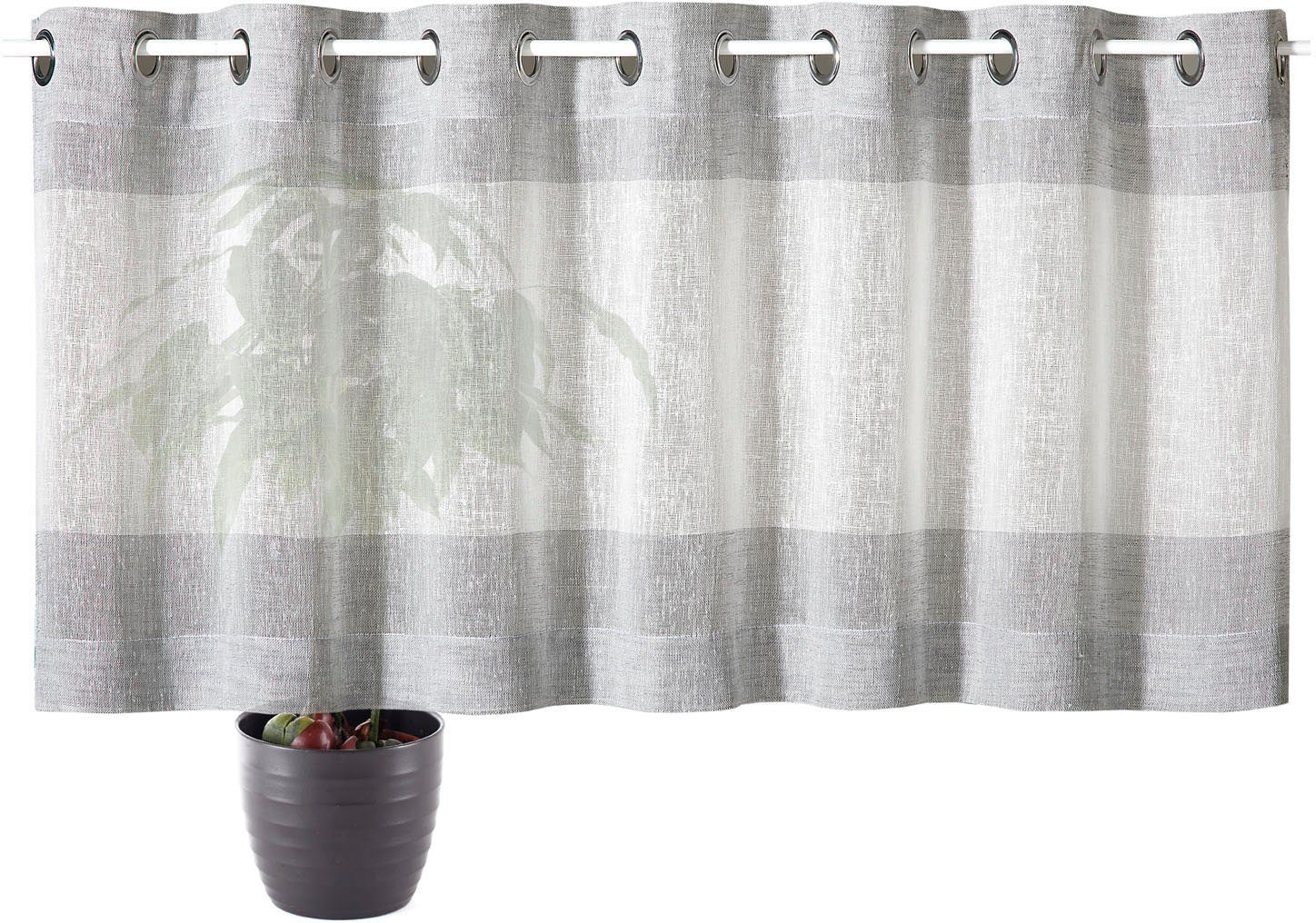 Scheibengardine Sander, Gerster, Ösen (1 St), halbtransparent, HxB: 50x140, mit modernem Streifen Design