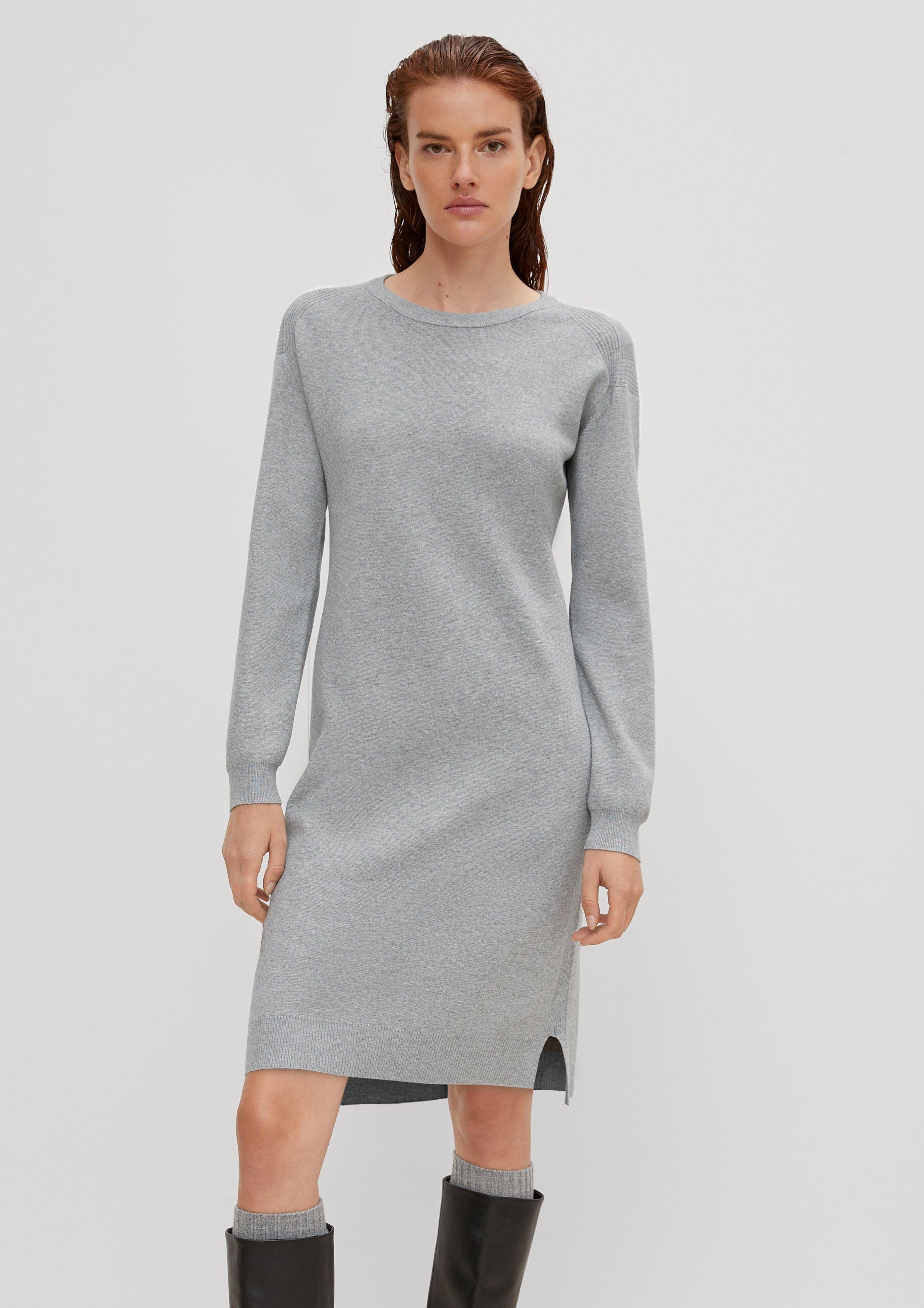 Feinstrickkleid mit Ripp-Details - graphit