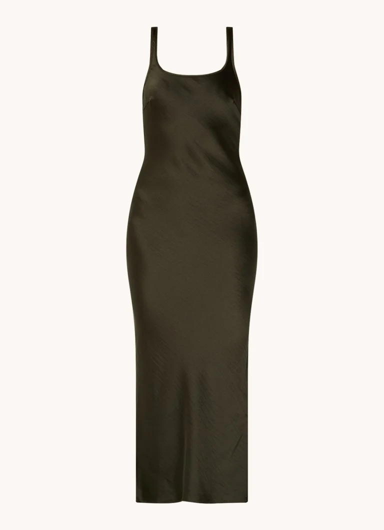 SAMSØE SAMSØE Vestido midi Sunna em cetim com fenda