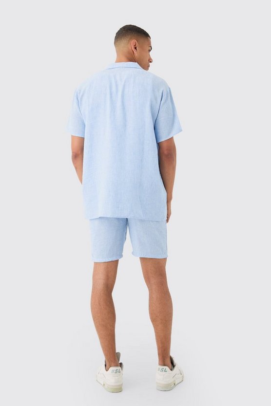 Oversize Hemd & Shorts in Leinenoptik