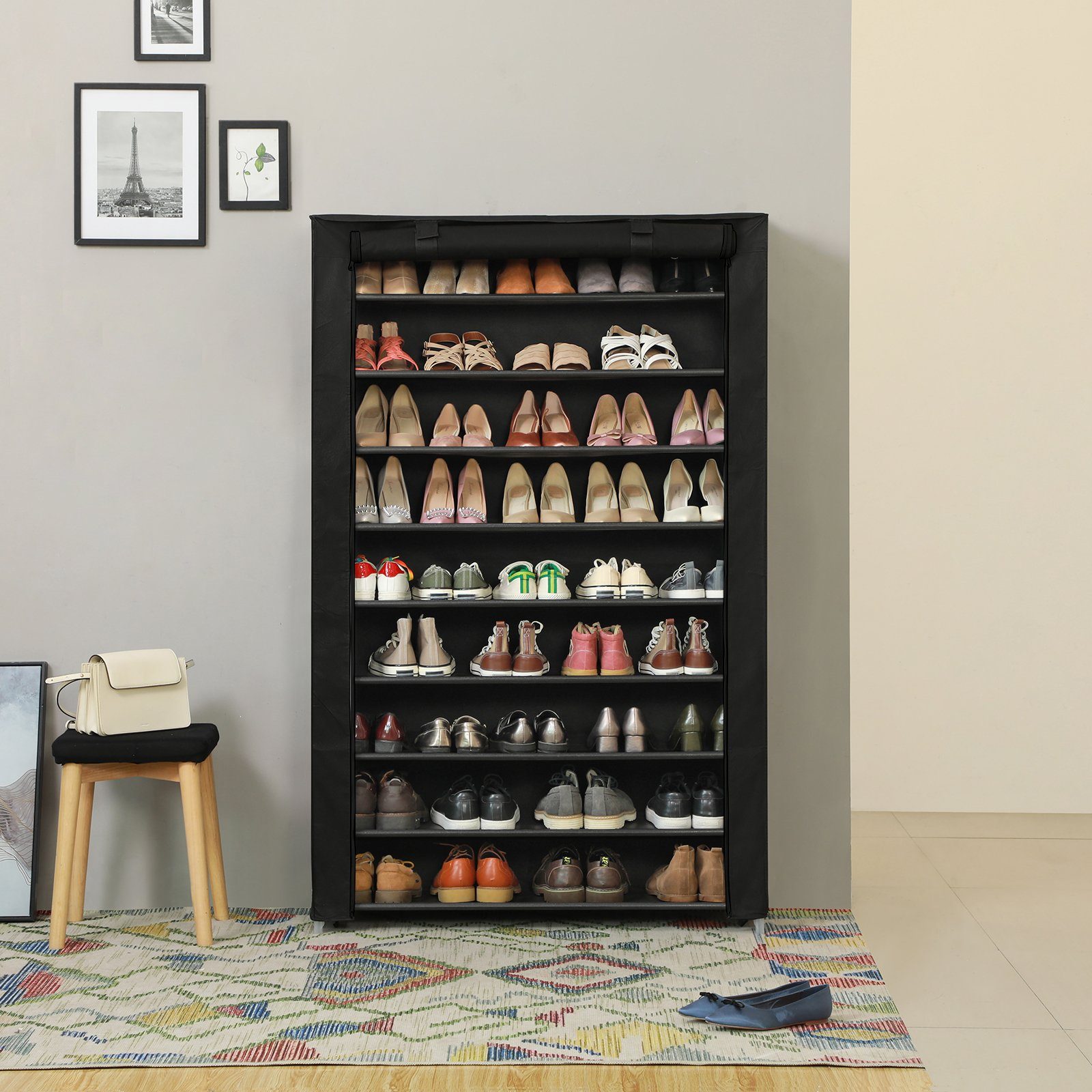 SONGMICS Schuhregal Stoffschrank, 10 Ebenen, Vliesstoff, Schuhschrank