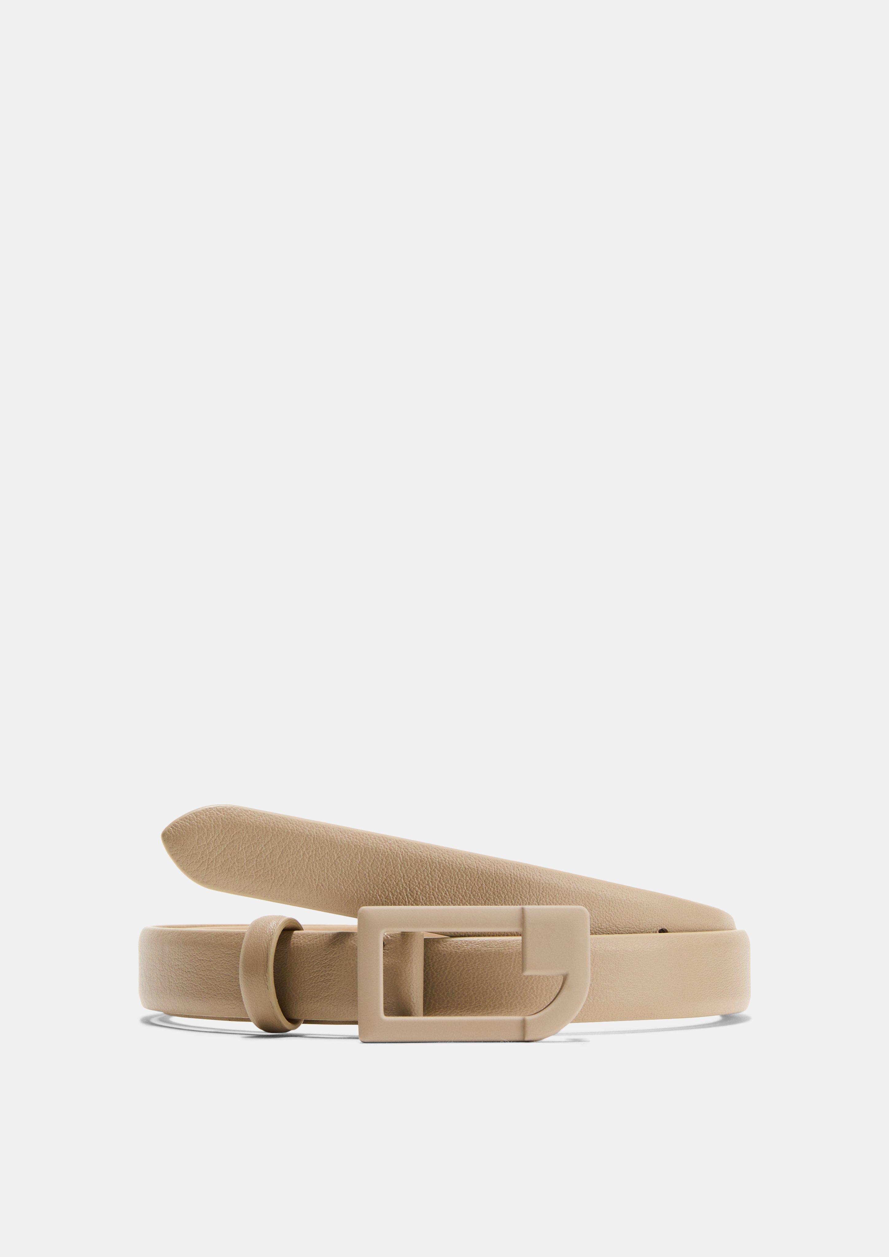 Schmaler Taillengürtel aus Glattleder - helles beige