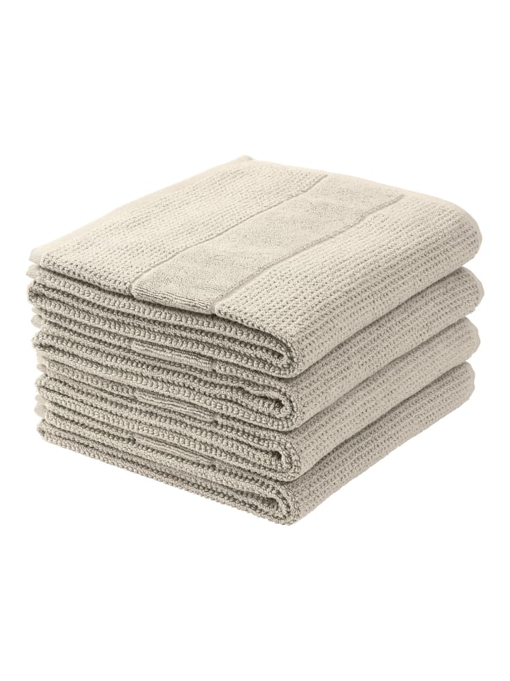 Schiesser 4er-Set: Handtücher Turin in Helltaupe günstig kaufen 50 x 100 cm
