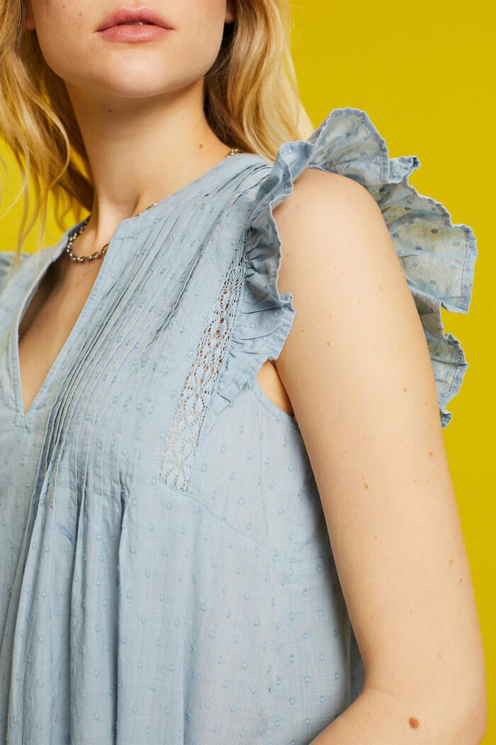 Ärmellose Bluse aus Swiss Dot, 100 % Baumwolle