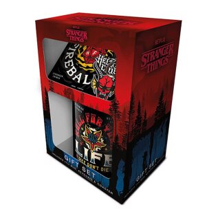 Stranger Things Tasse, Untersetzer und Schlüsselanhänger Set - Hellfire