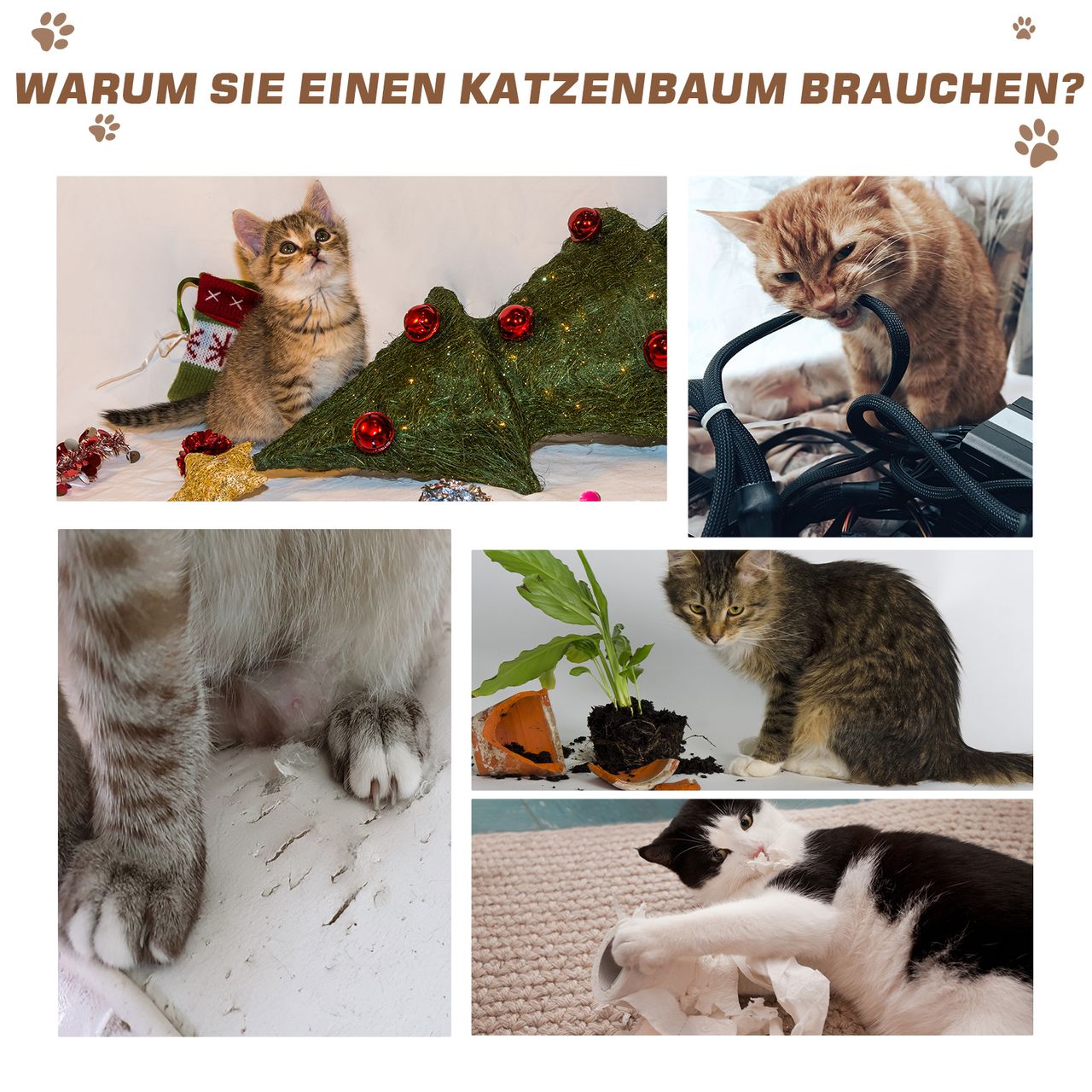 PawHut Katzenbaum Spielbaum Kratzstamm mit Plattform Sisal E1 Spanplatte Plüsch Hellbraun 45 x 45 x 91 cm