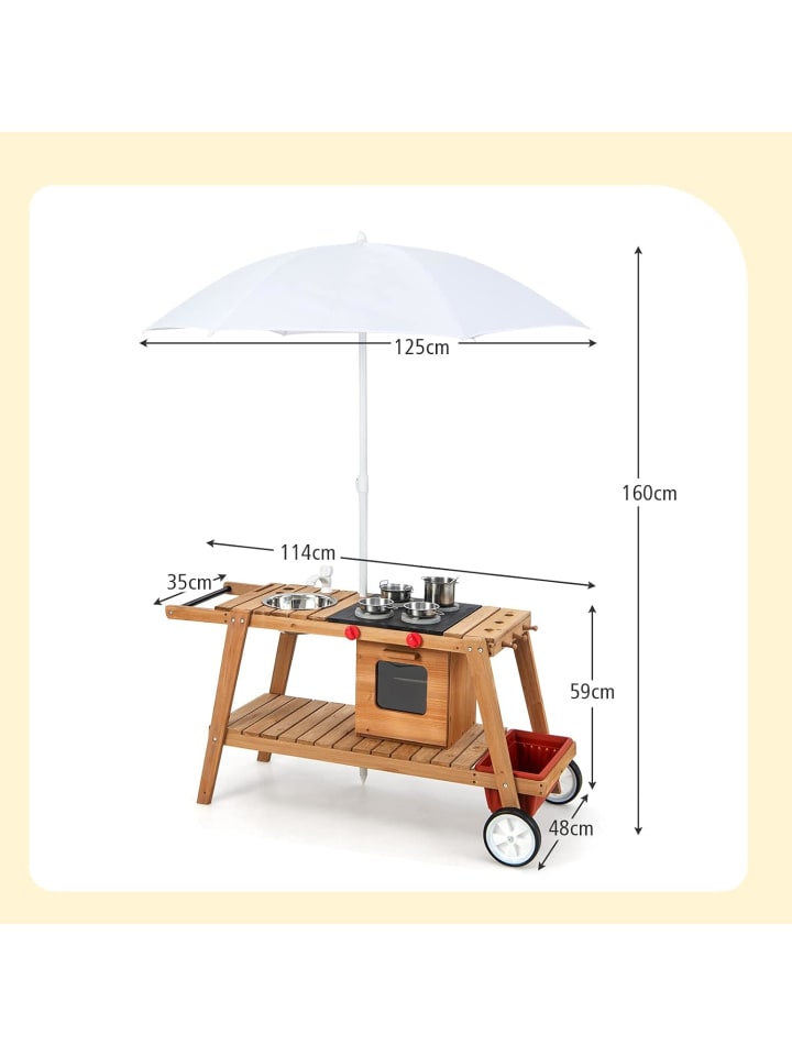 COSTWAY Matschküche mit Sonnenschirm Outdoor ab 3 Jahren in Weiß günstig kaufen onesize