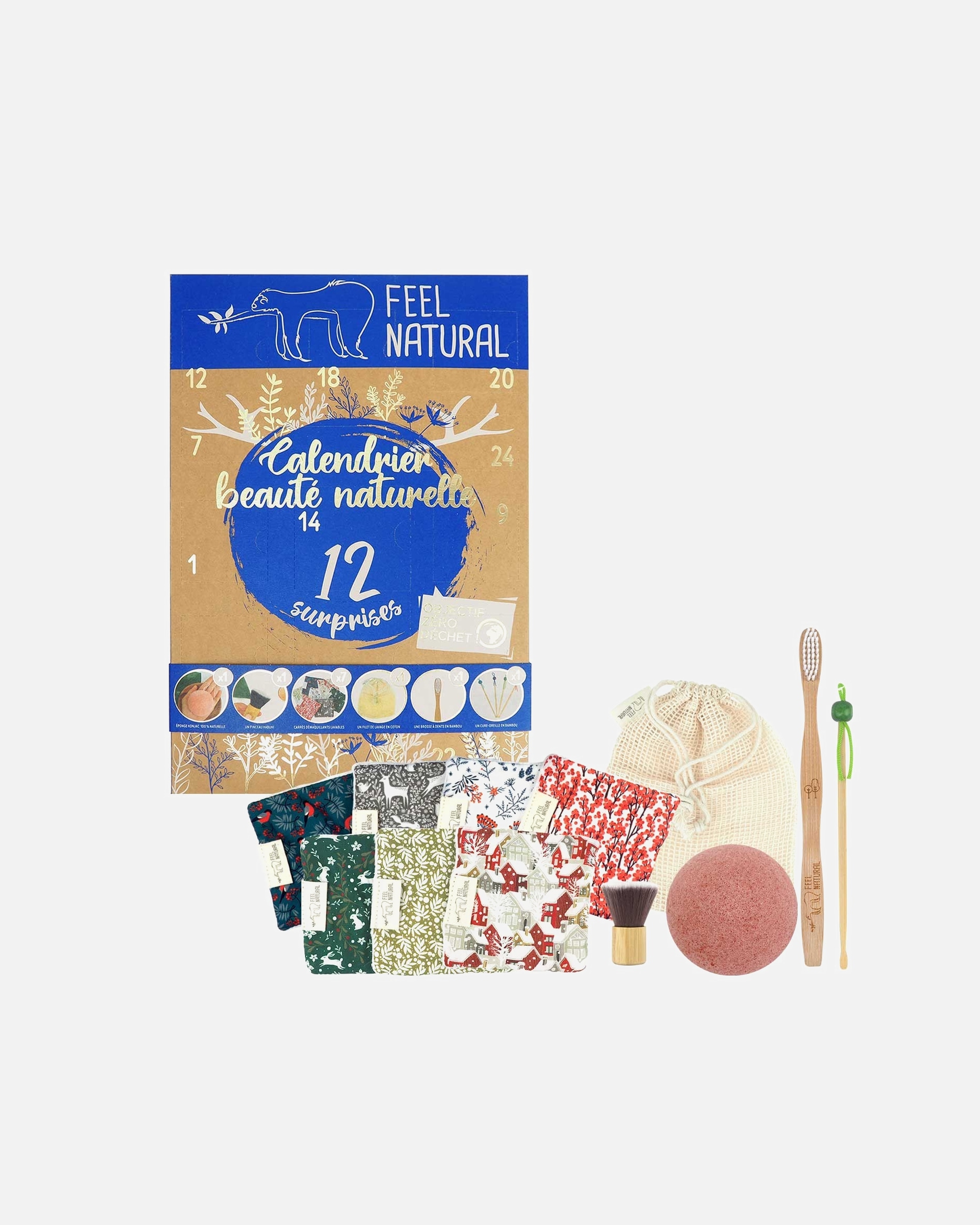 Feel Natural adventskalender med 12 nullavfallstilbehør