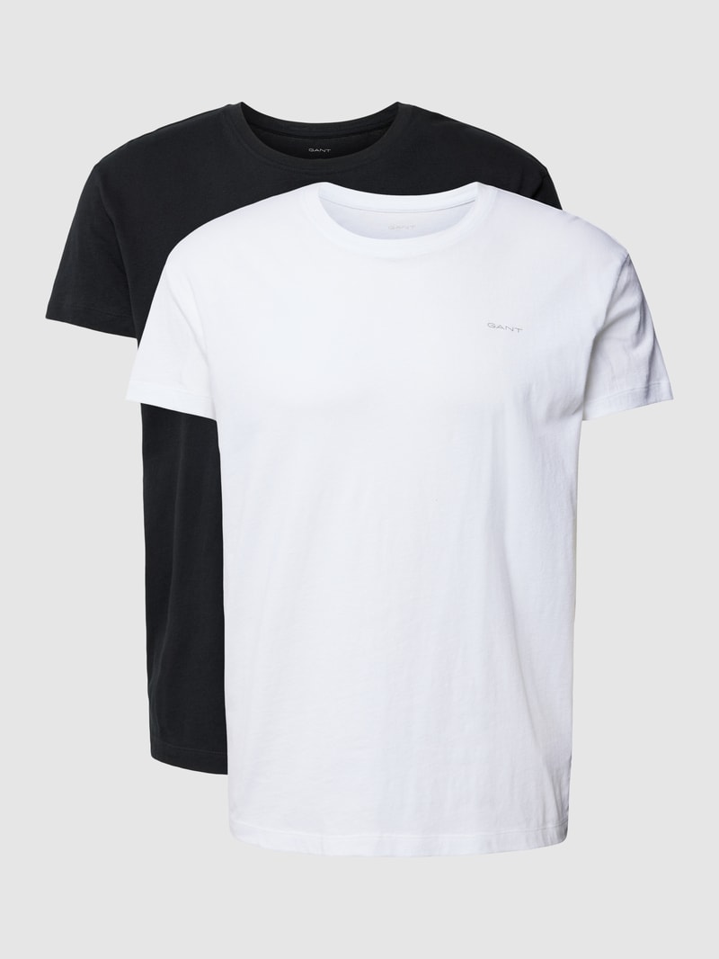 T-Shirt mit Label-Print im 2er-Pack in schwarz