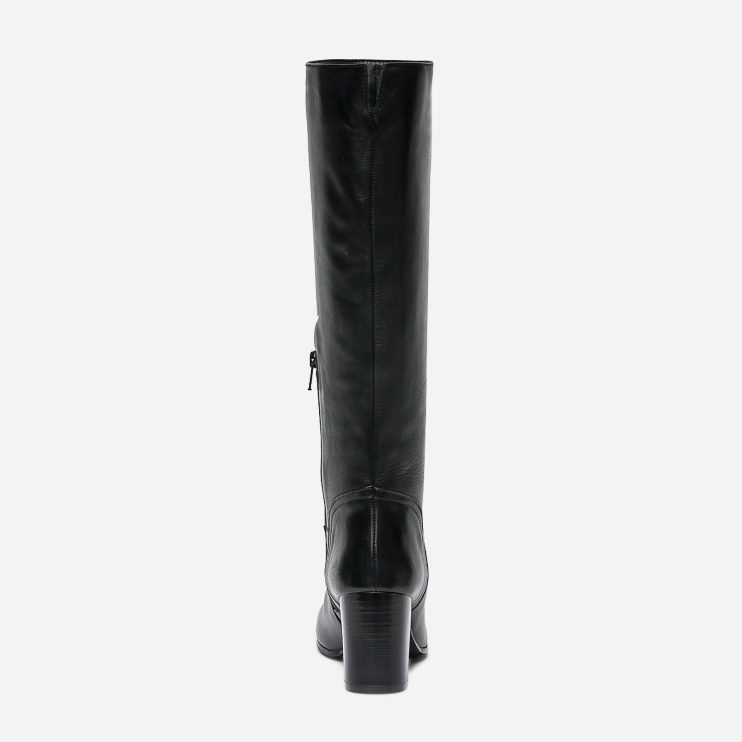 Botte noire en cuir à talon
