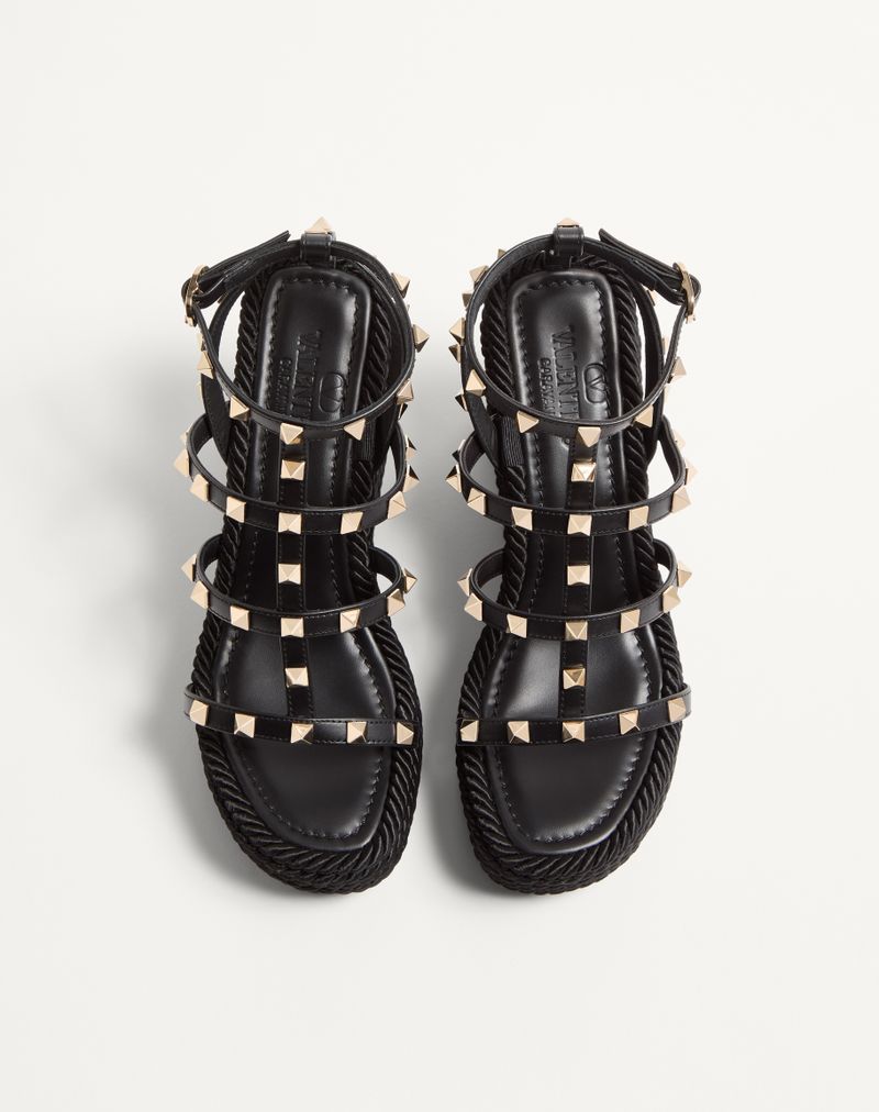 Rockstud kilehæl med 95 mm kalveskindsremme