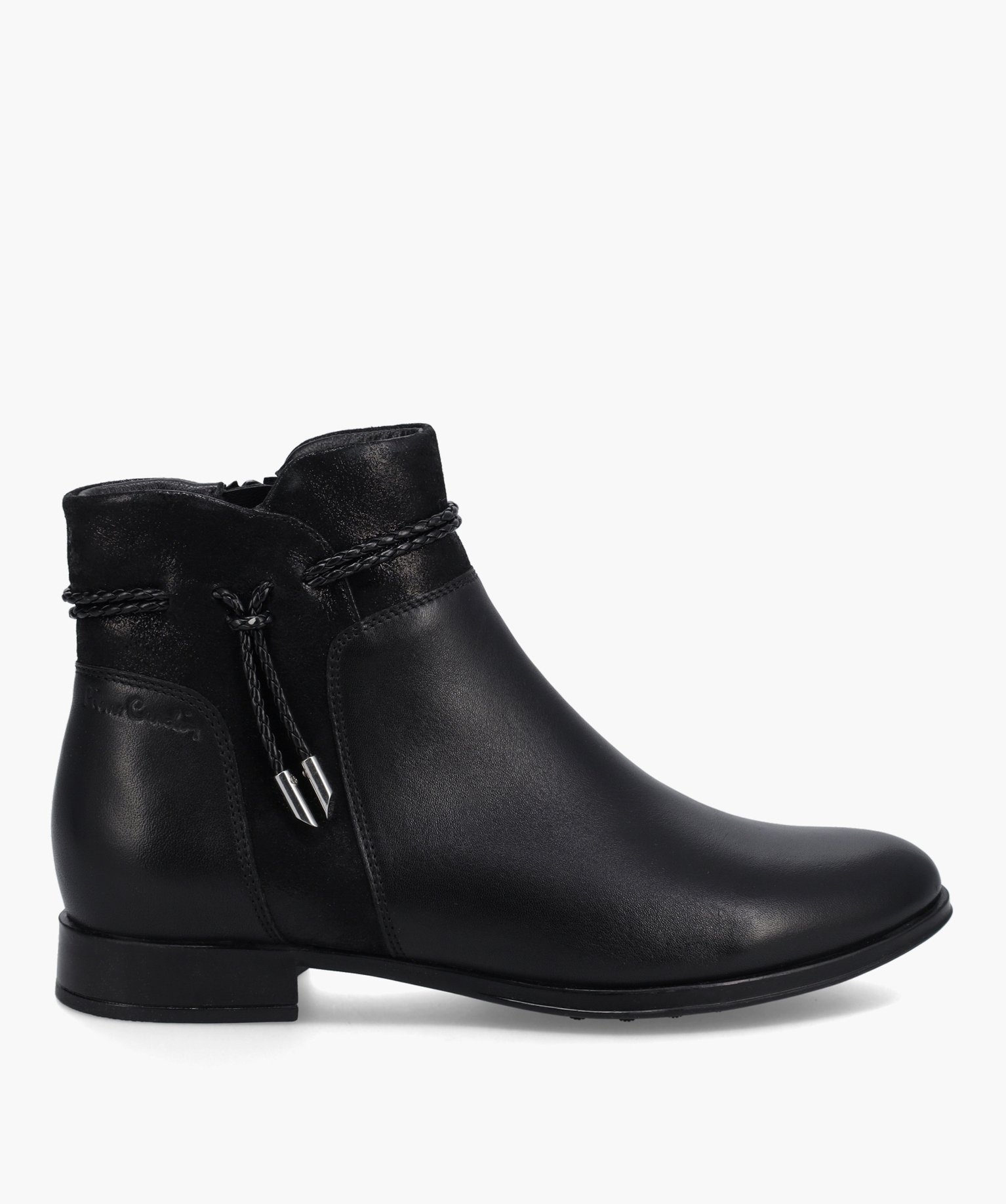 Boots femme dessus cuir uni et cuir fantaisie – Pierre Cardin noir | GEMO
