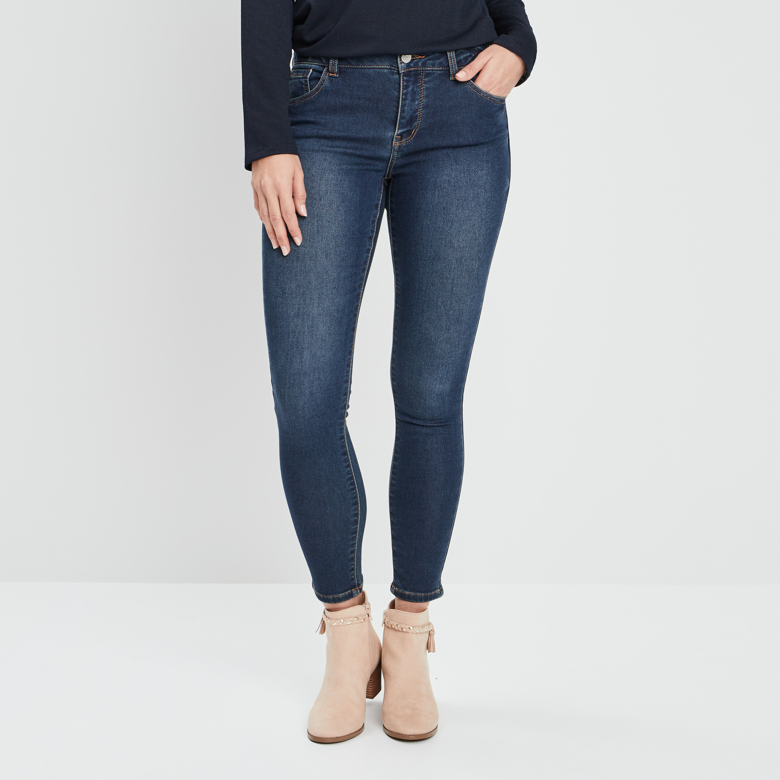 Jeans slim 7 8ème Creeks denim dirty femme | La Halle