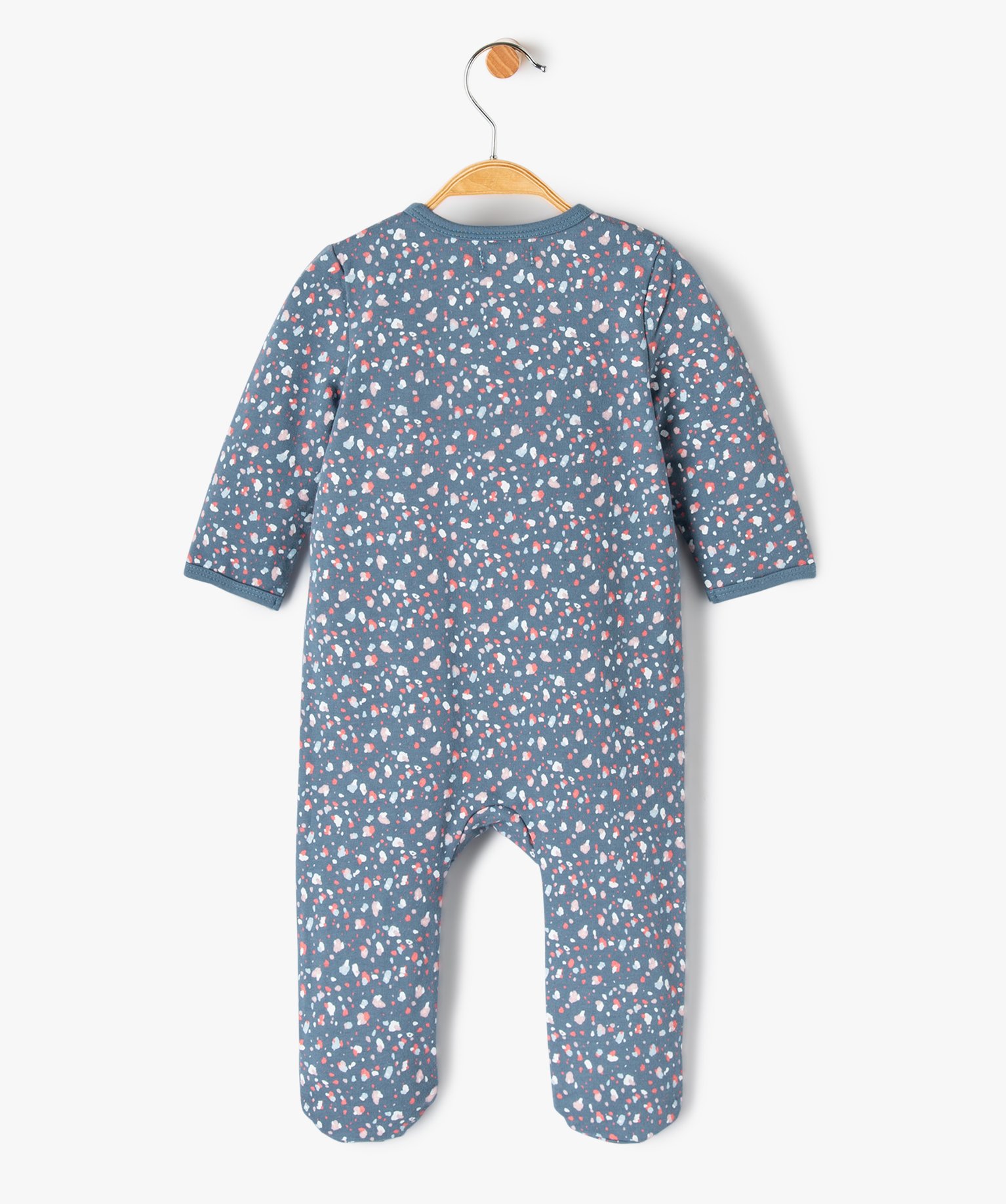 Pyjama bébé fille en jersey terrazzo ouverture devant bleu | GEMO