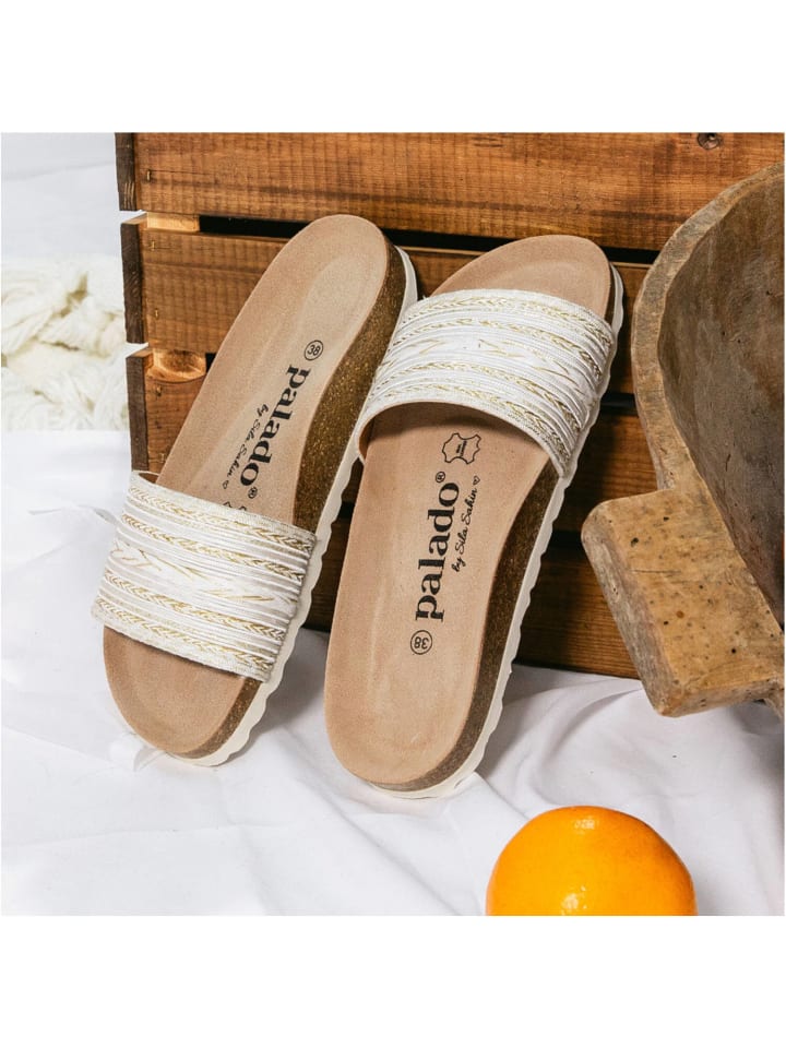 palado Pantoletten in bianco/oro (7cm) günstig kaufen