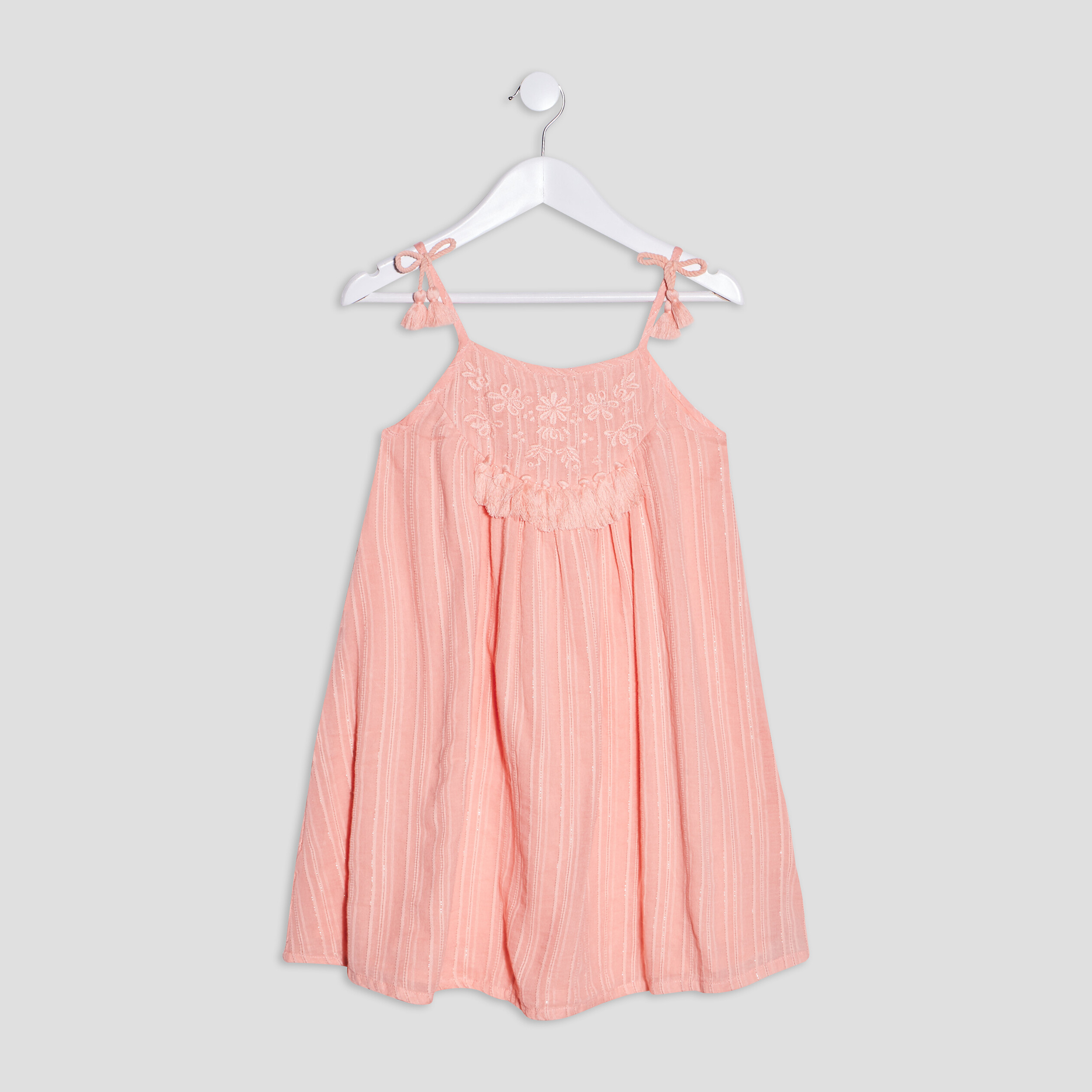 Robe évasée à bretelles rose corail fille | La Halle