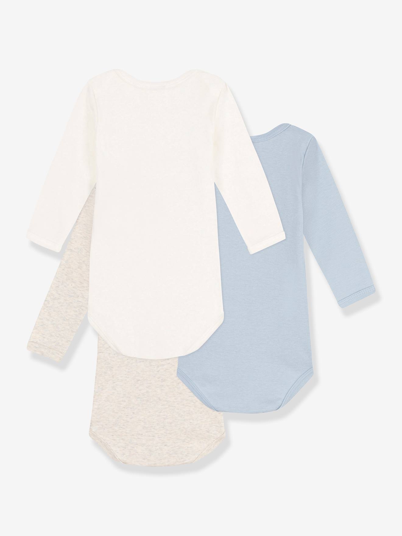 Lot de 3 bodies manches longues en coton bio PETIT BATEAU blanc