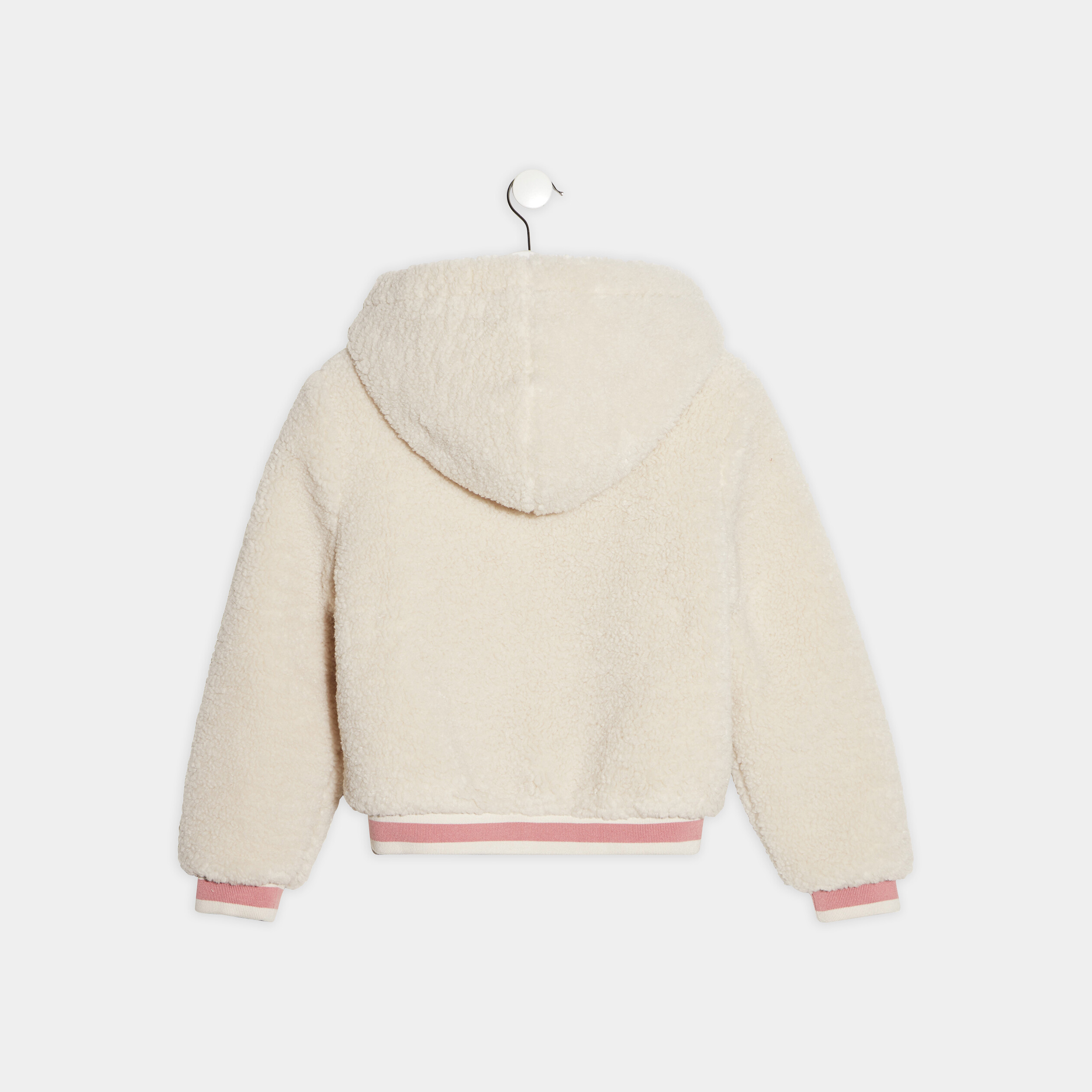 Blouson droit à capuche ivoire fille | La Halle
