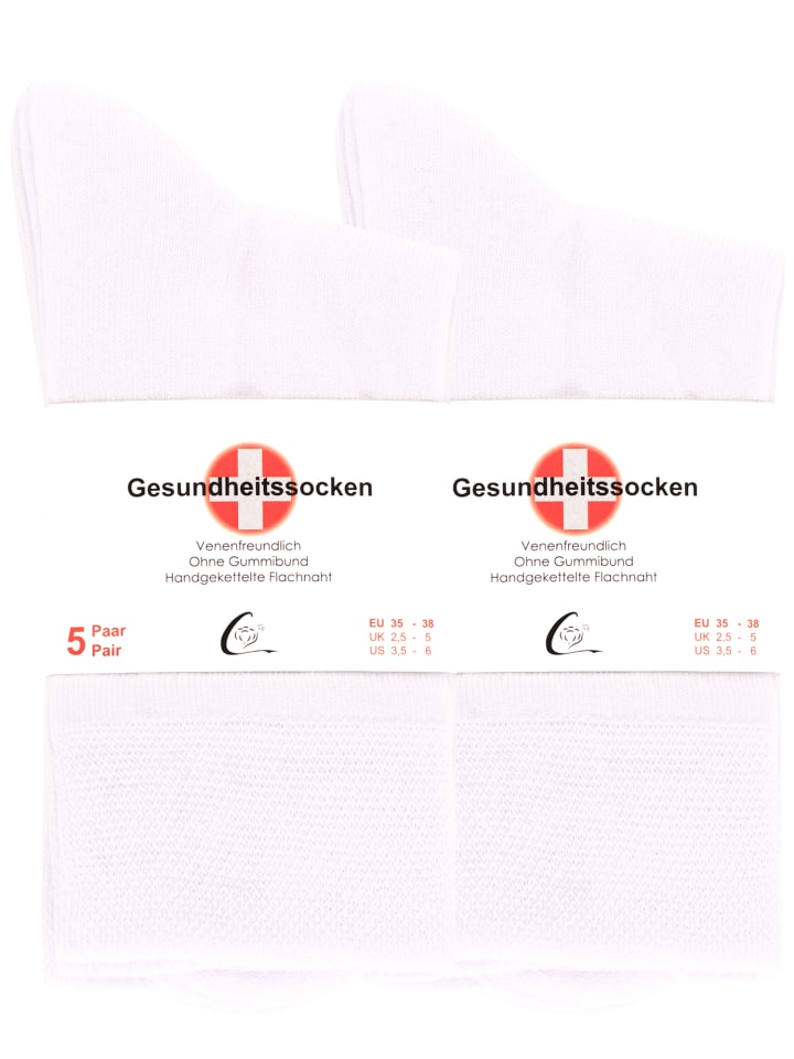Cotton Prime® 10 Paar Komfortsocken ohne Bund Gesundheitssocken aus  Baumwolle in weiss günstig kaufen