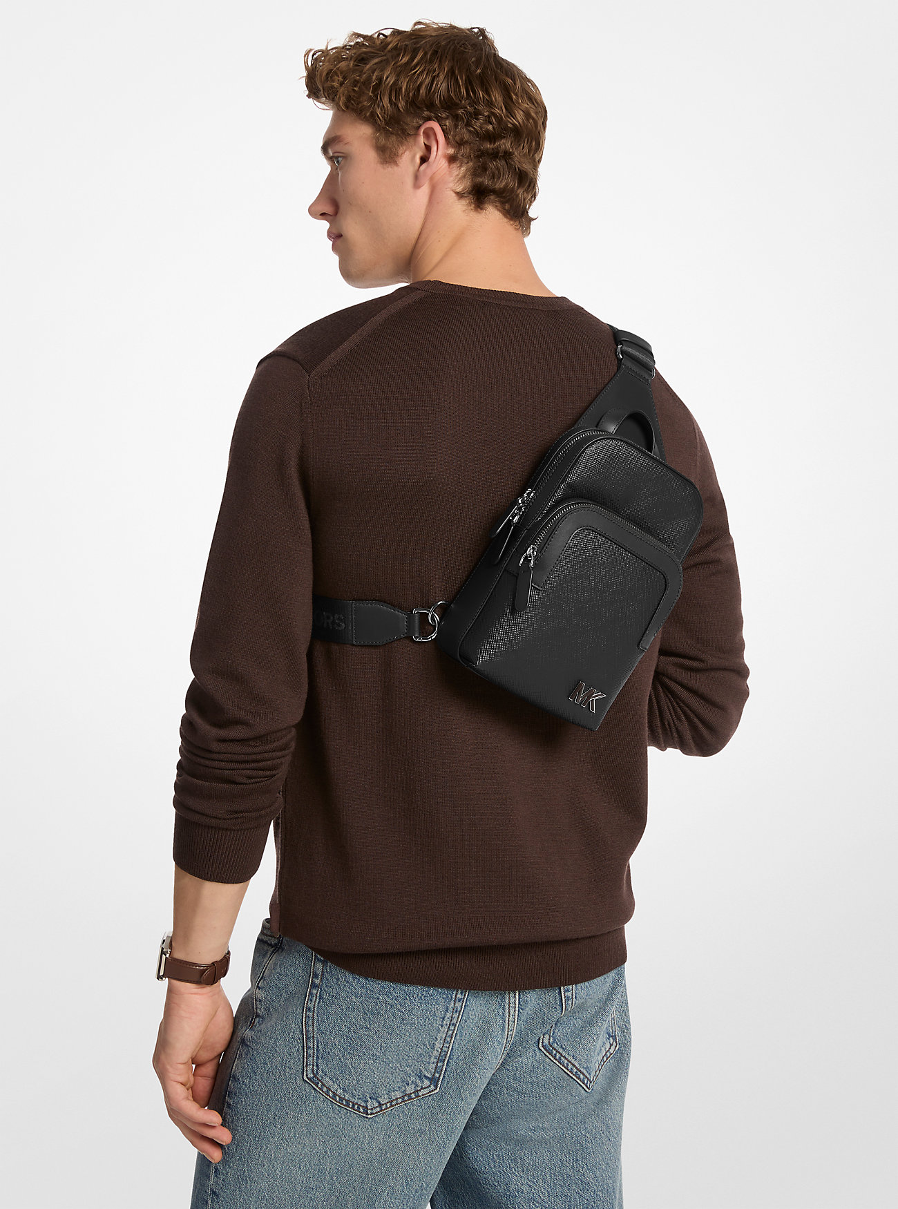 Marsupio Edison in pelle martellata antigraffio - NERO