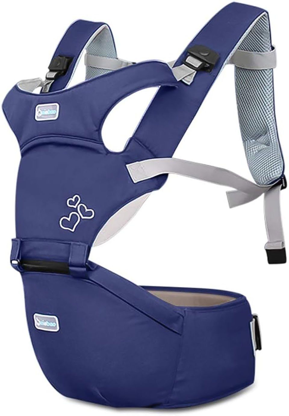 YUHRO Bauchtrage Premium Babytrage, multifunktional, ergonomisch, mit Hüftsitz., 100% Baumwolle, Schmetterlingsclip, für Babys ideal.