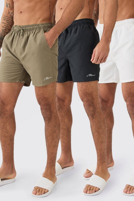 3er-Pack mittellange Man Signature Badehose