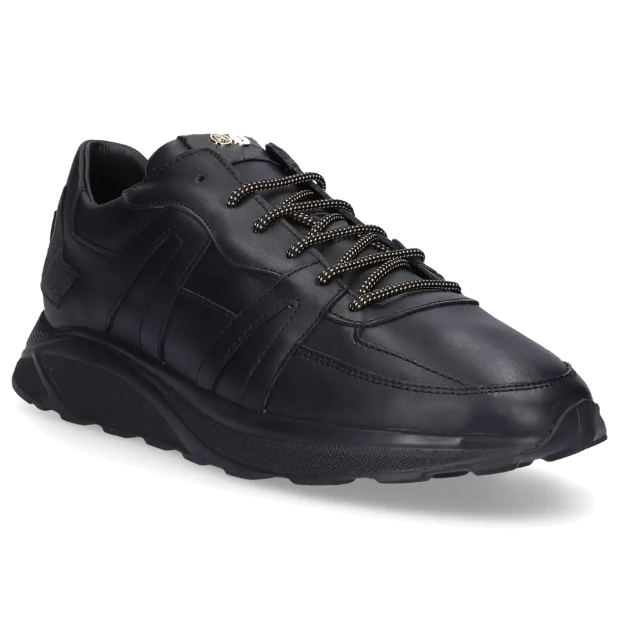 Hide & Jack - Sneaker low RUNNING JET Kalbsleder Logo schwarz - schwarz