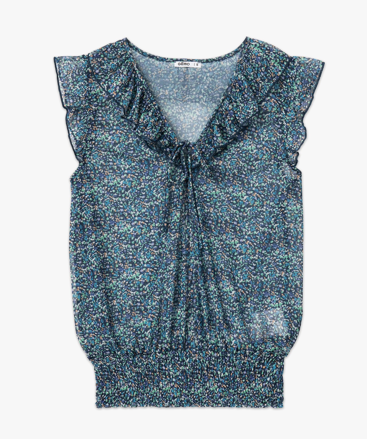 Tee-shirt sans manches en voile fleuri femme imprime | GEMO
