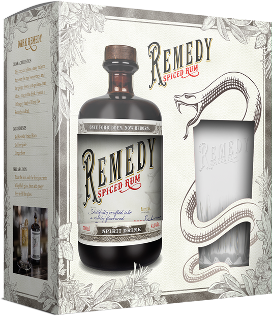 Remedy Spiced Rum mit Glas